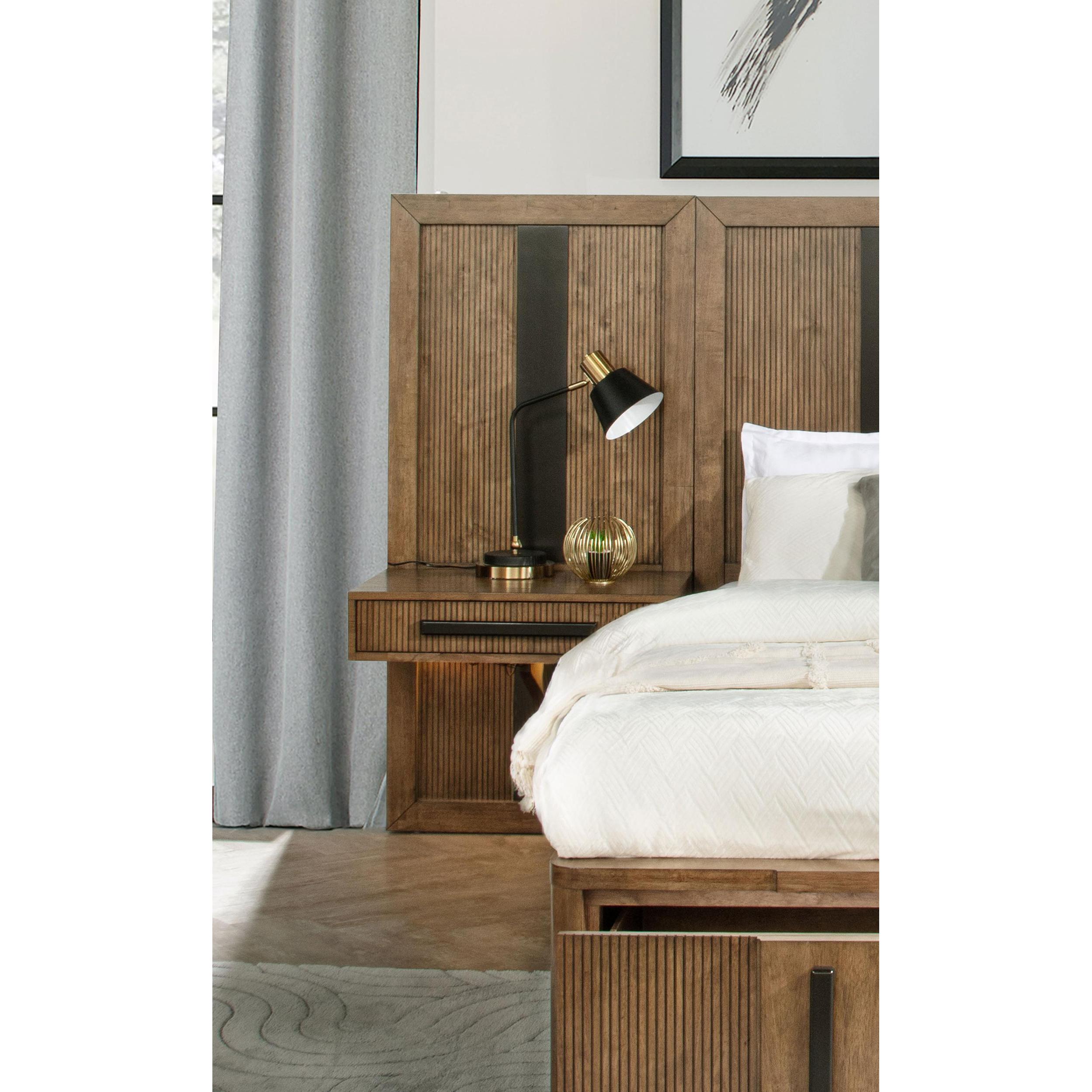  Size_California King --  Terrace 224900KW-S3P California King Wall Panel Storage Bed - Ash Brown IMAGE 5