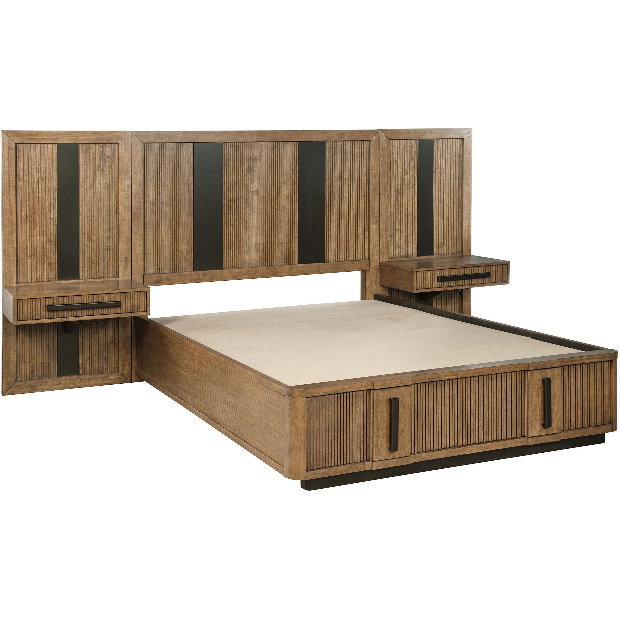  Size_King --  Terrace 224900KE-S3P King Wall Panel Storage Bed - Ash Brown IMAGE 1