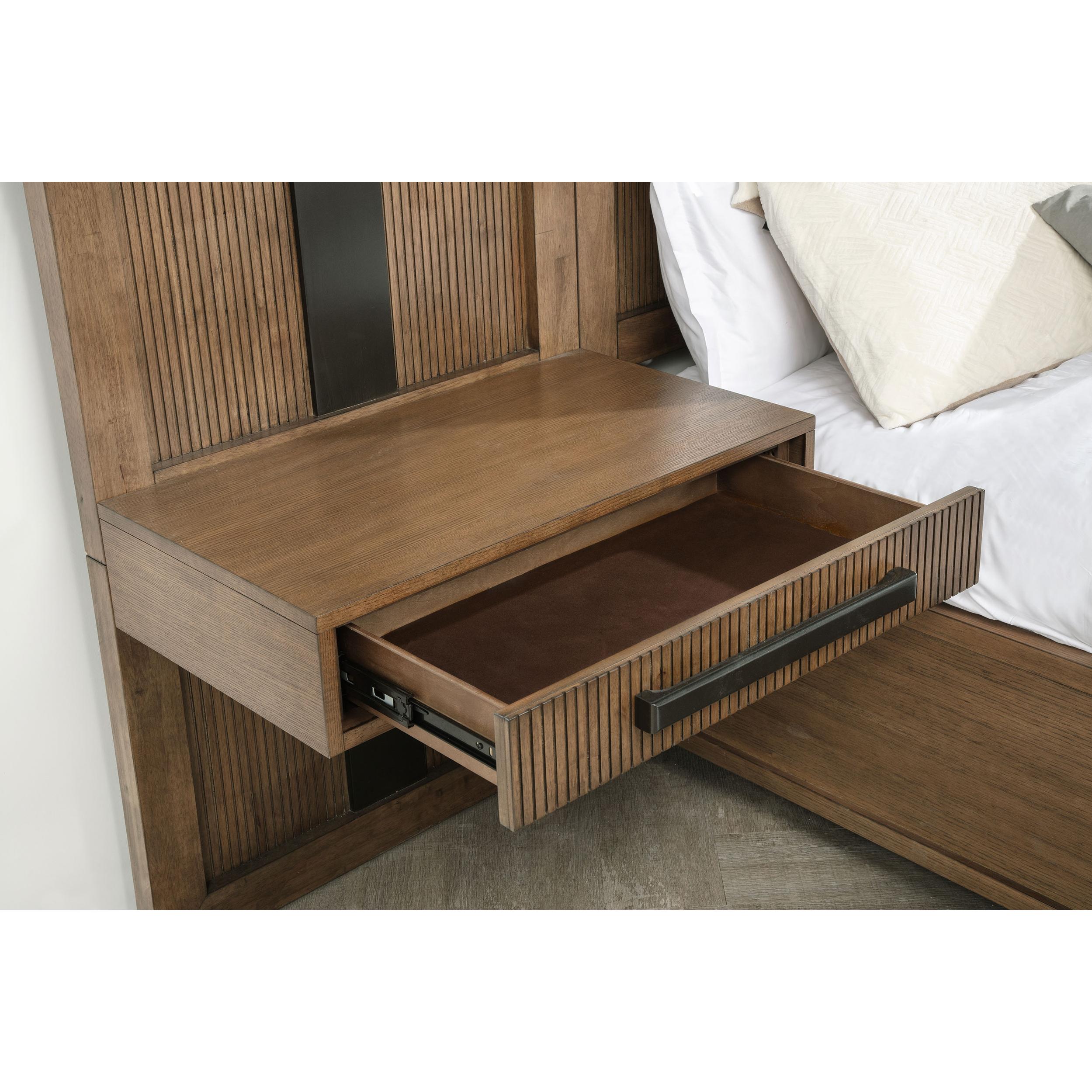  Size_King --  Terrace 224900KE-S3P King Wall Panel Storage Bed - Ash Brown IMAGE 6