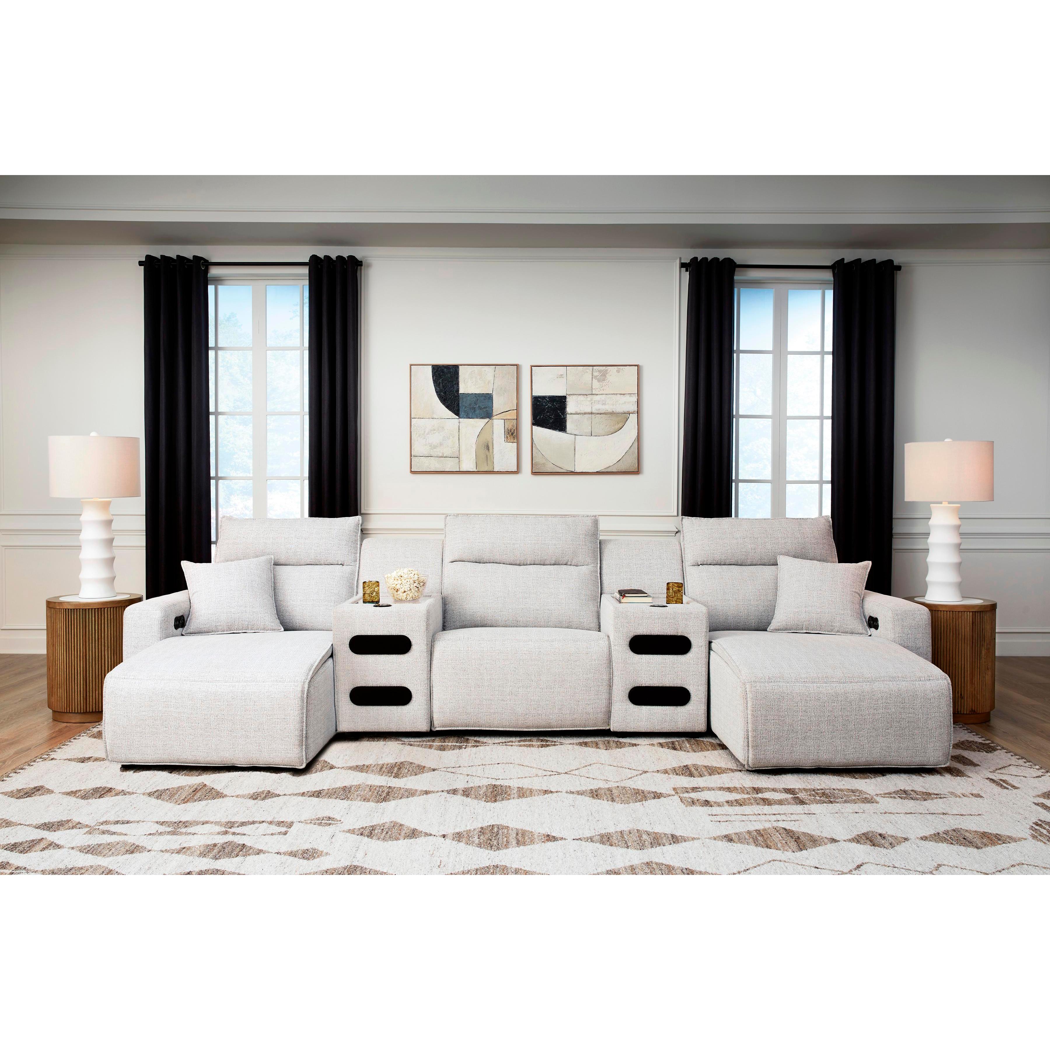  Manufacturer Color_Stone --  ModMax II 65907S15 5 pc Power Reclining Sectional with Chaise and Audio Consoles IMAGE 1
