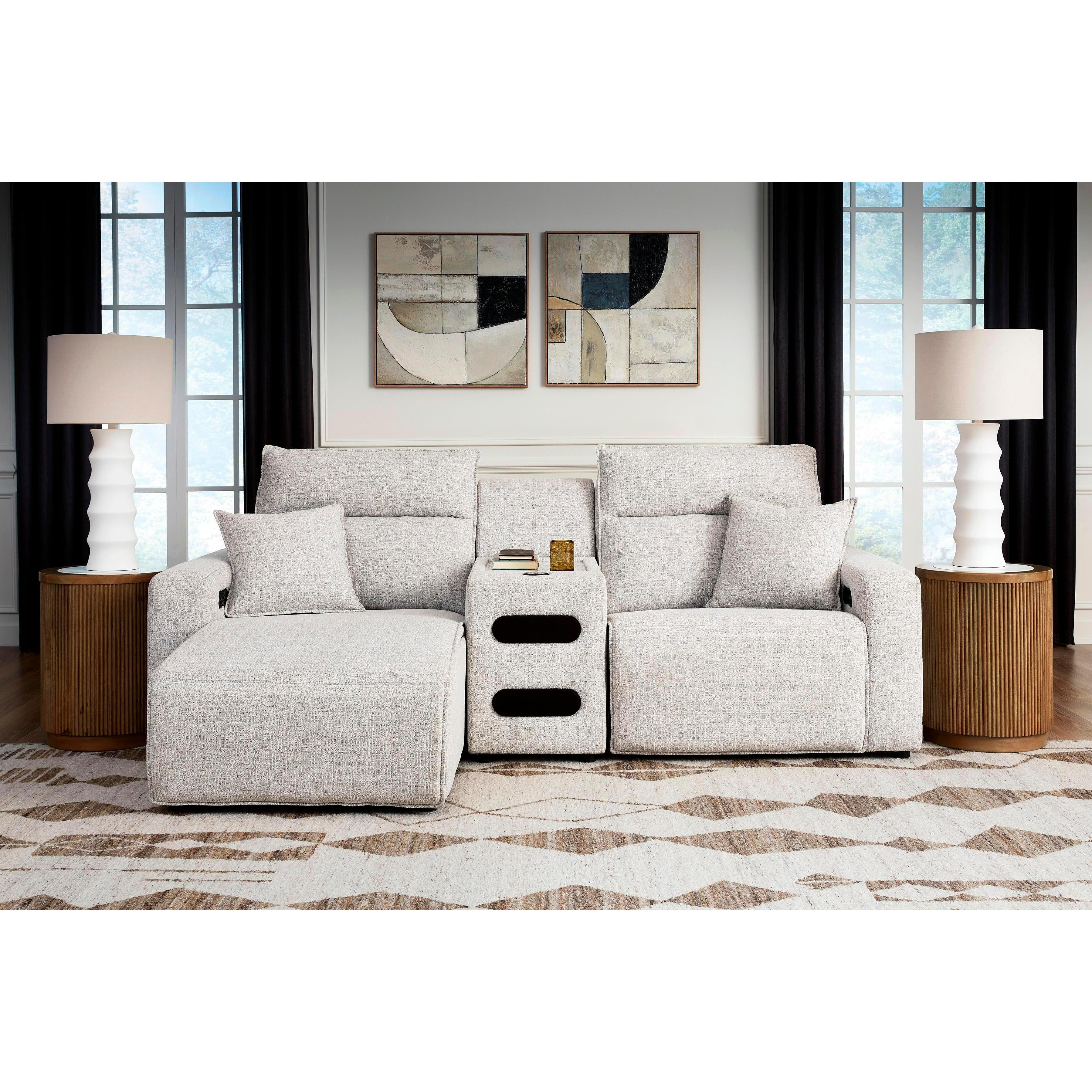  Manufacturer Color_Stone --  ModMax II 65907S18 3 pc Power Reclining Sectional with Chaise and Audio Console IMAGE 1