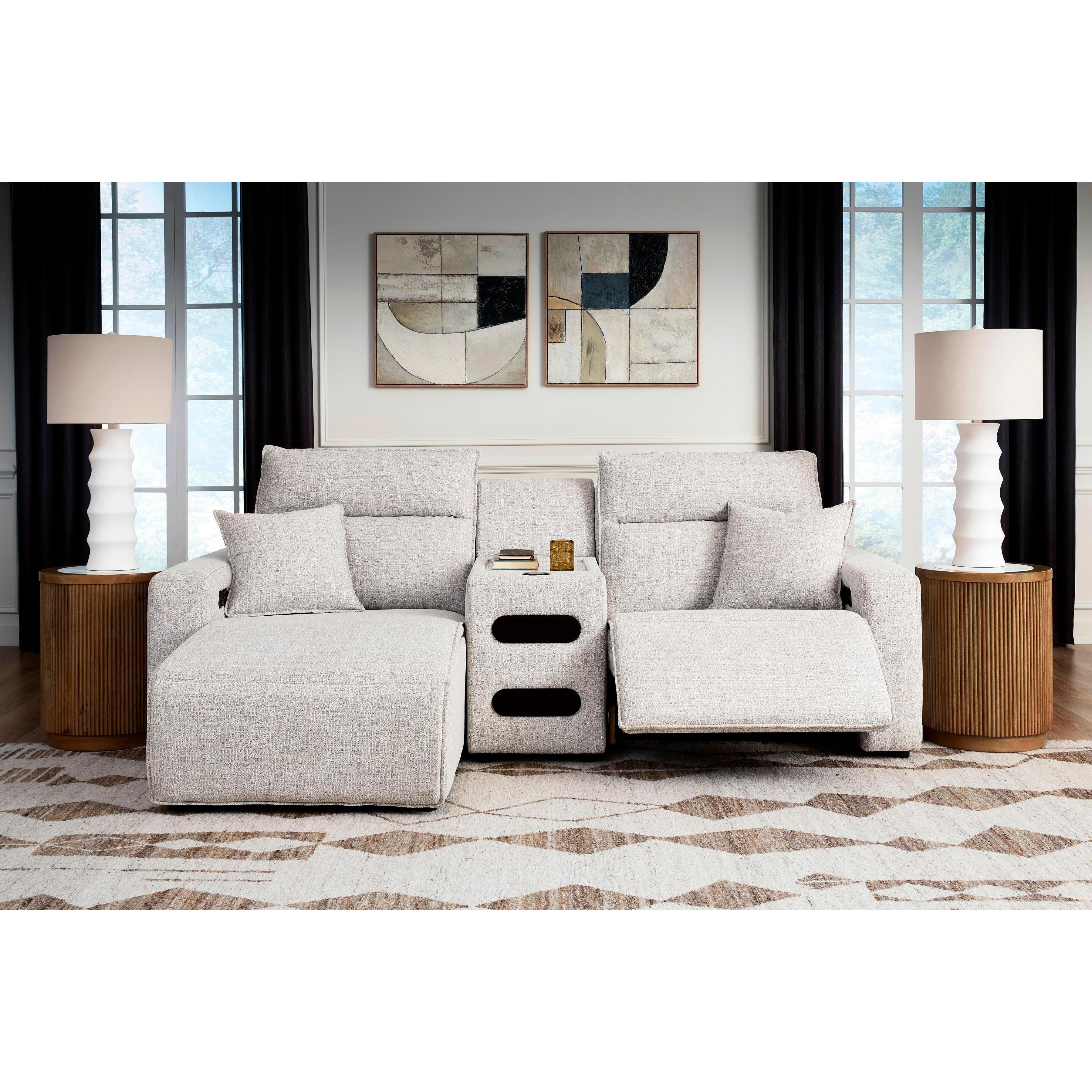  Manufacturer Color_Stone --  ModMax II 65907S18 3 pc Power Reclining Sectional with Chaise and Audio Console IMAGE 2