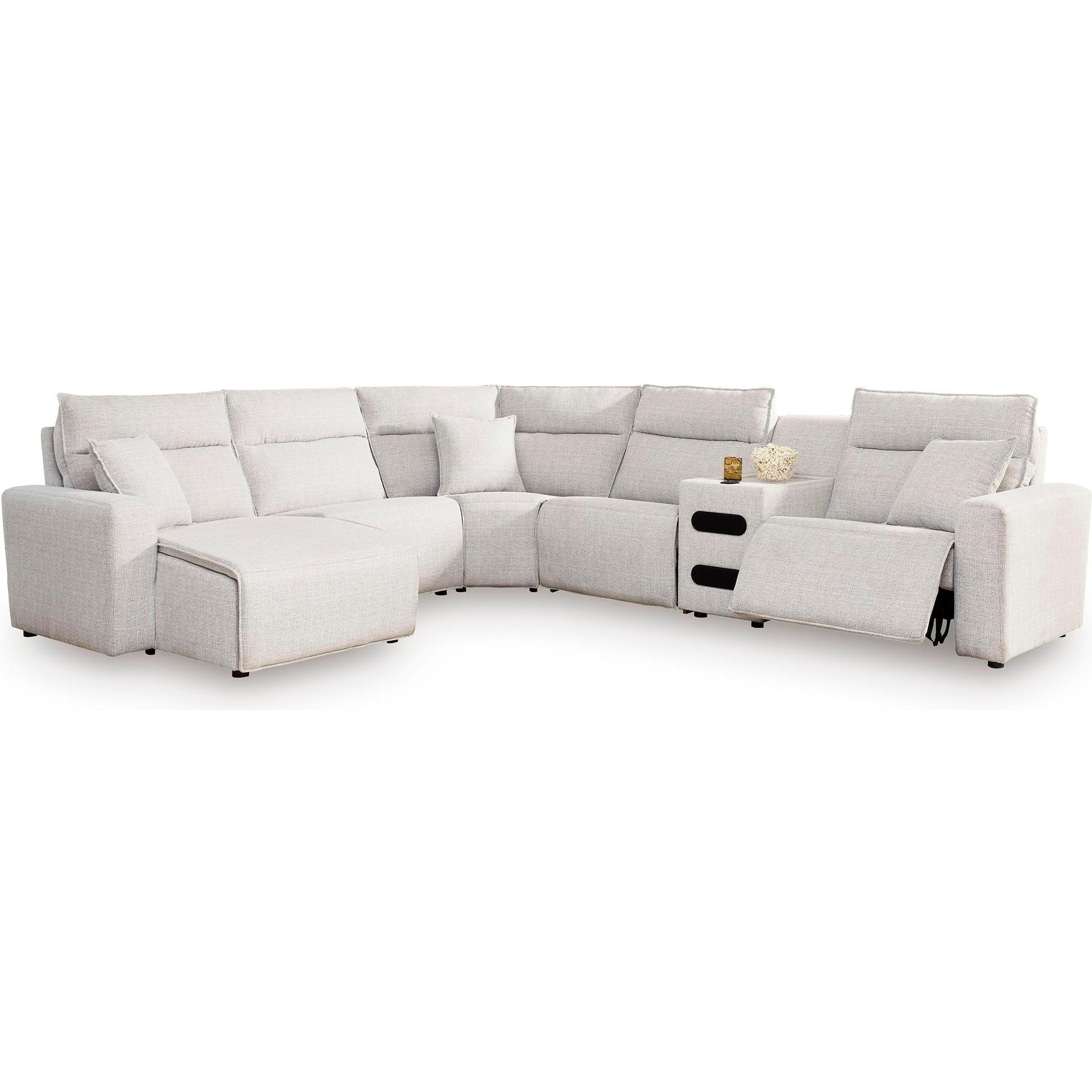  Manufacturer Color_Stone --  ModMax II 65907S29 6 pc Reclining Sectional with Chaise and Audio Console IMAGE 1