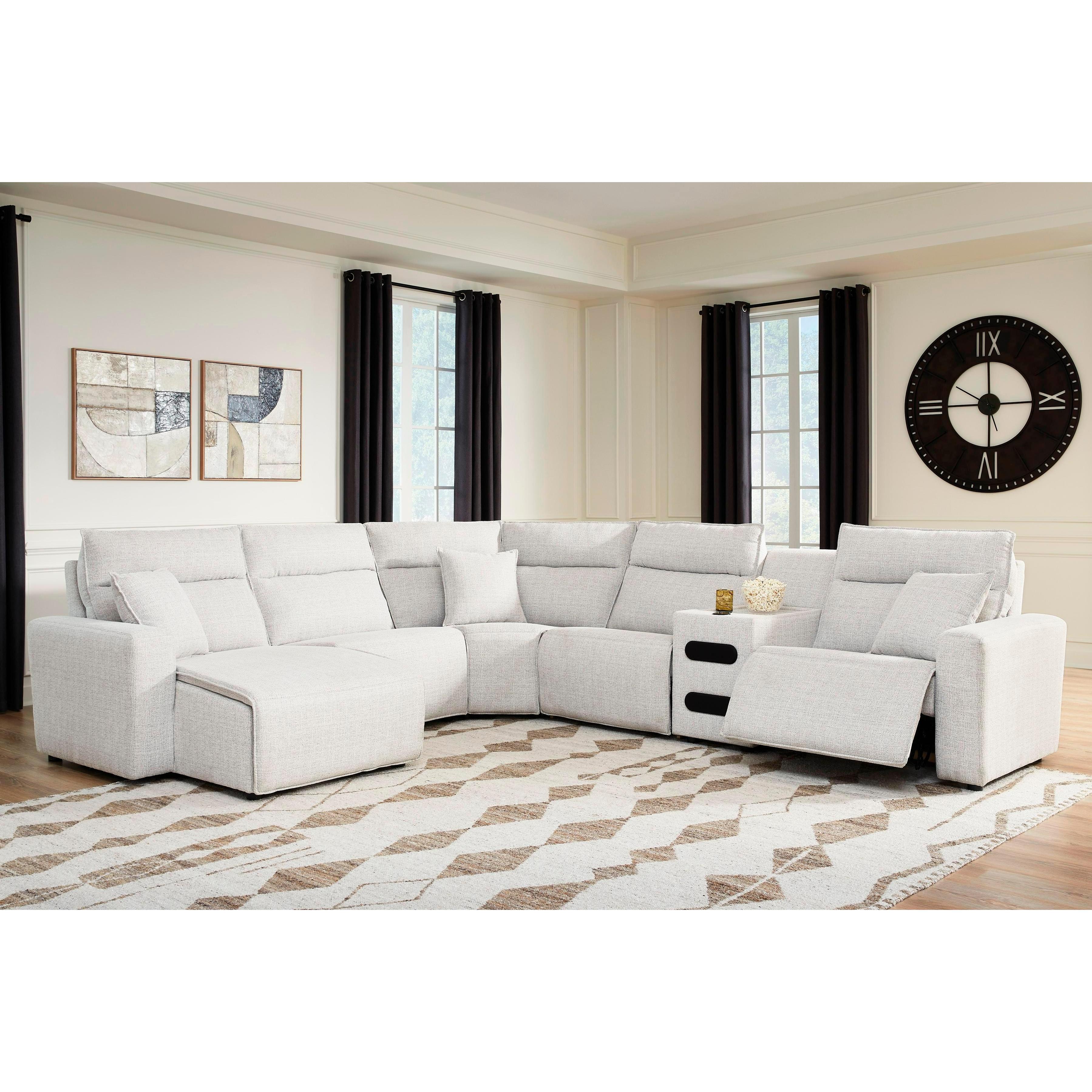  Manufacturer Color_Stone --  ModMax II 65907S29 6 pc Reclining Sectional with Chaise and Audio Console IMAGE 2