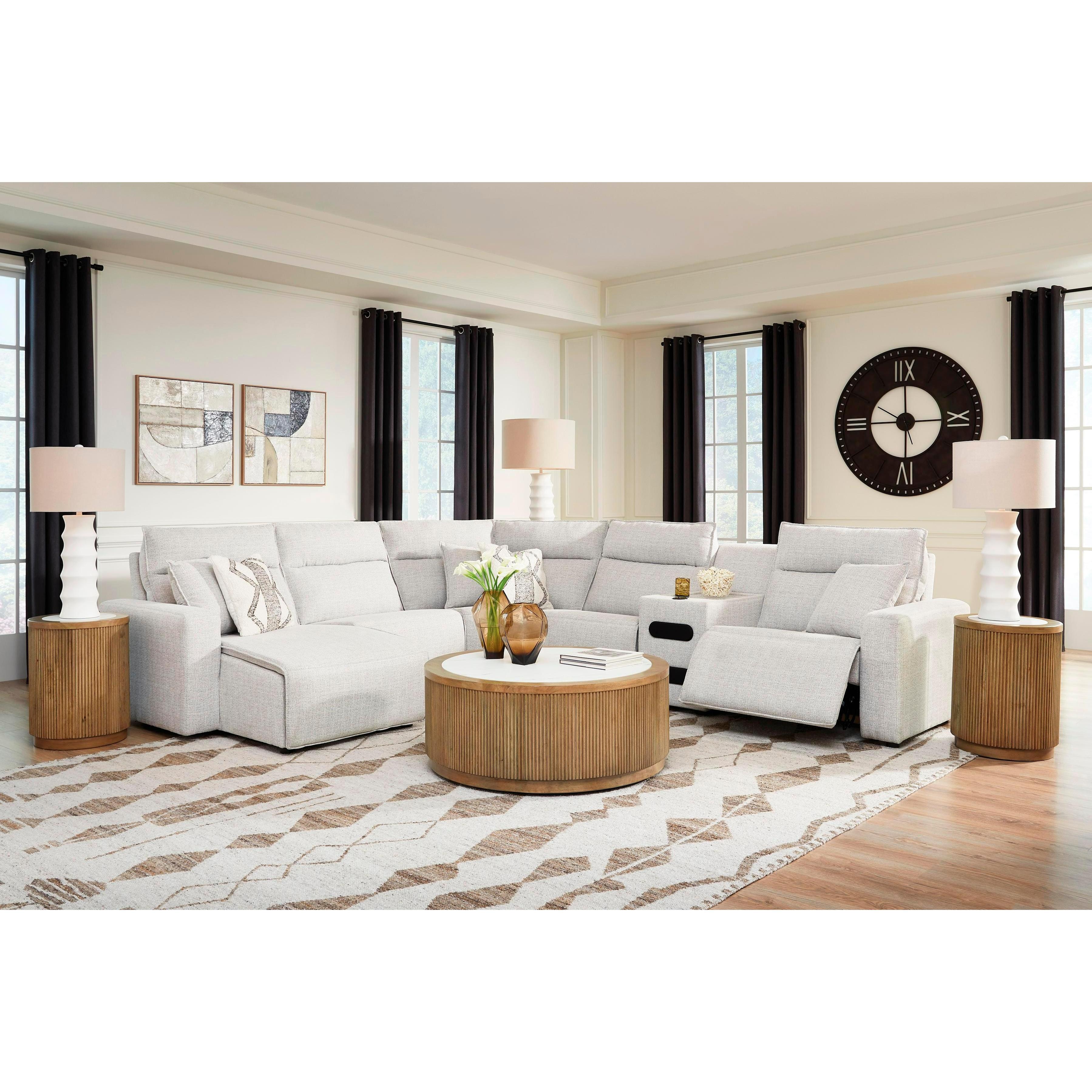  Manufacturer Color_Stone --  ModMax II 65907S29 6 pc Reclining Sectional with Chaise and Audio Console IMAGE 4