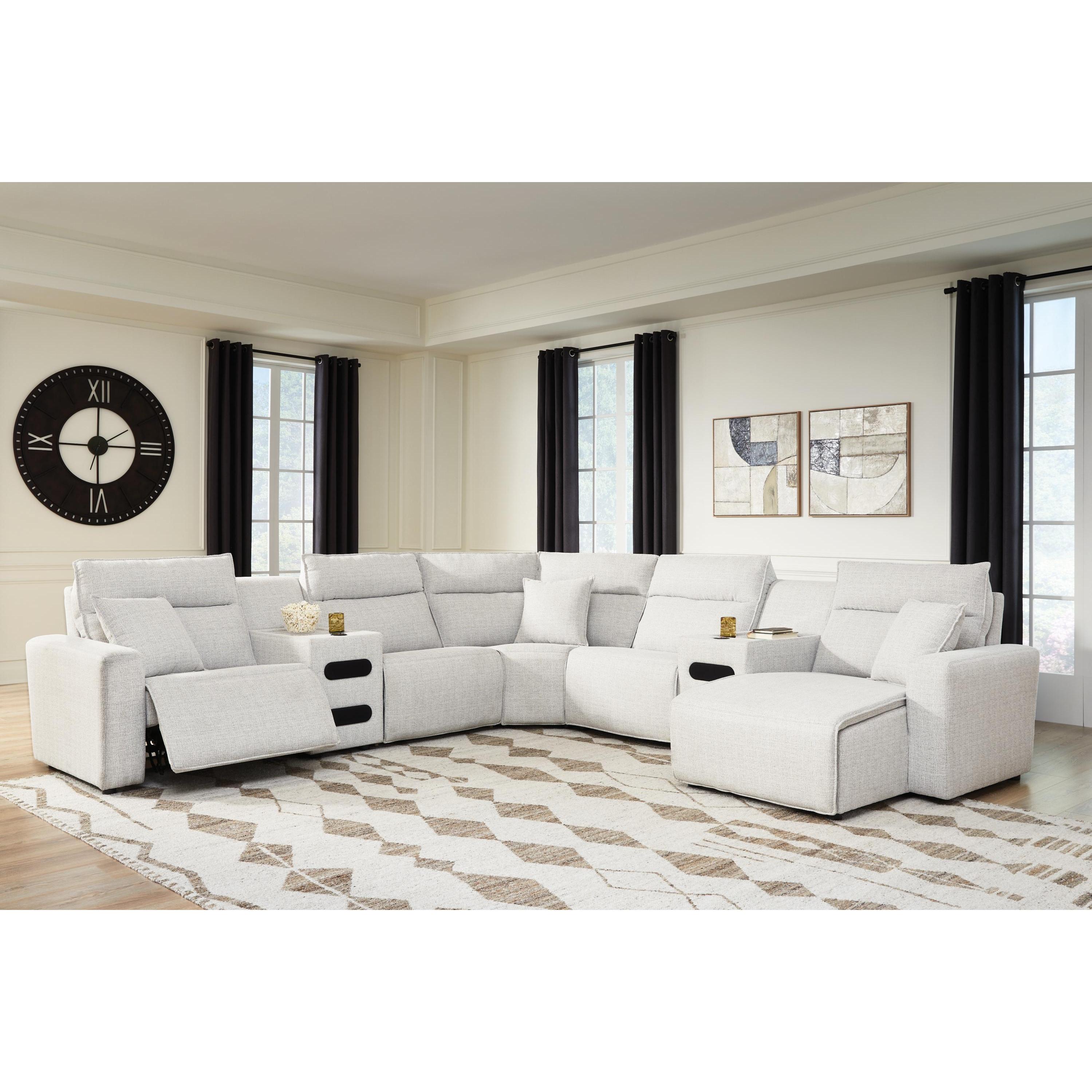  Manufacturer Color_Stone --  ModMax II 65907S7 7 pc Power Reclining Sectional with Chaise and Audio Consoles IMAGE 2