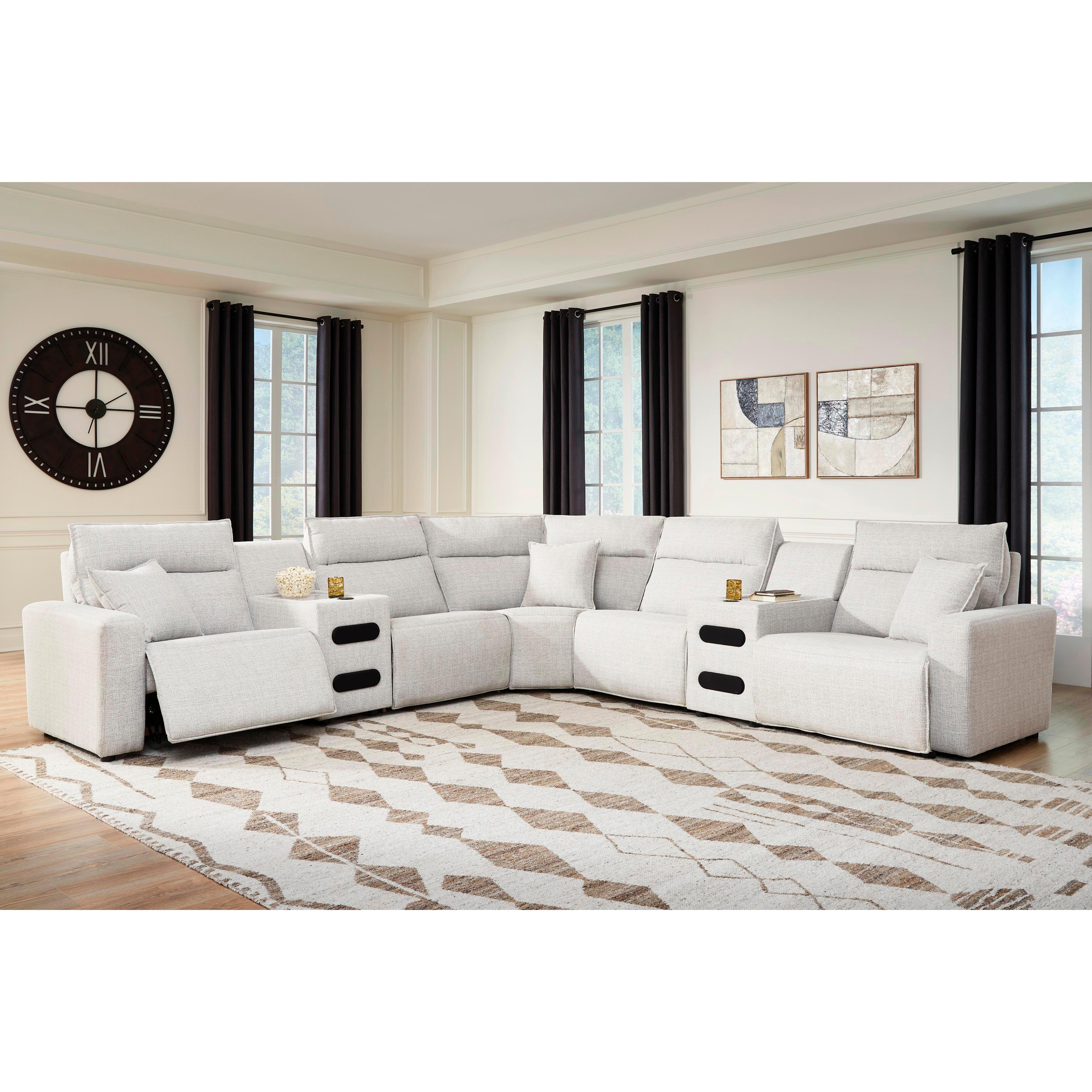  Manufacturer Color_Stone --  ModMax II 65907S9 7 pc Power Reclining Sectional with Chaise and Audio Consoles IMAGE 2