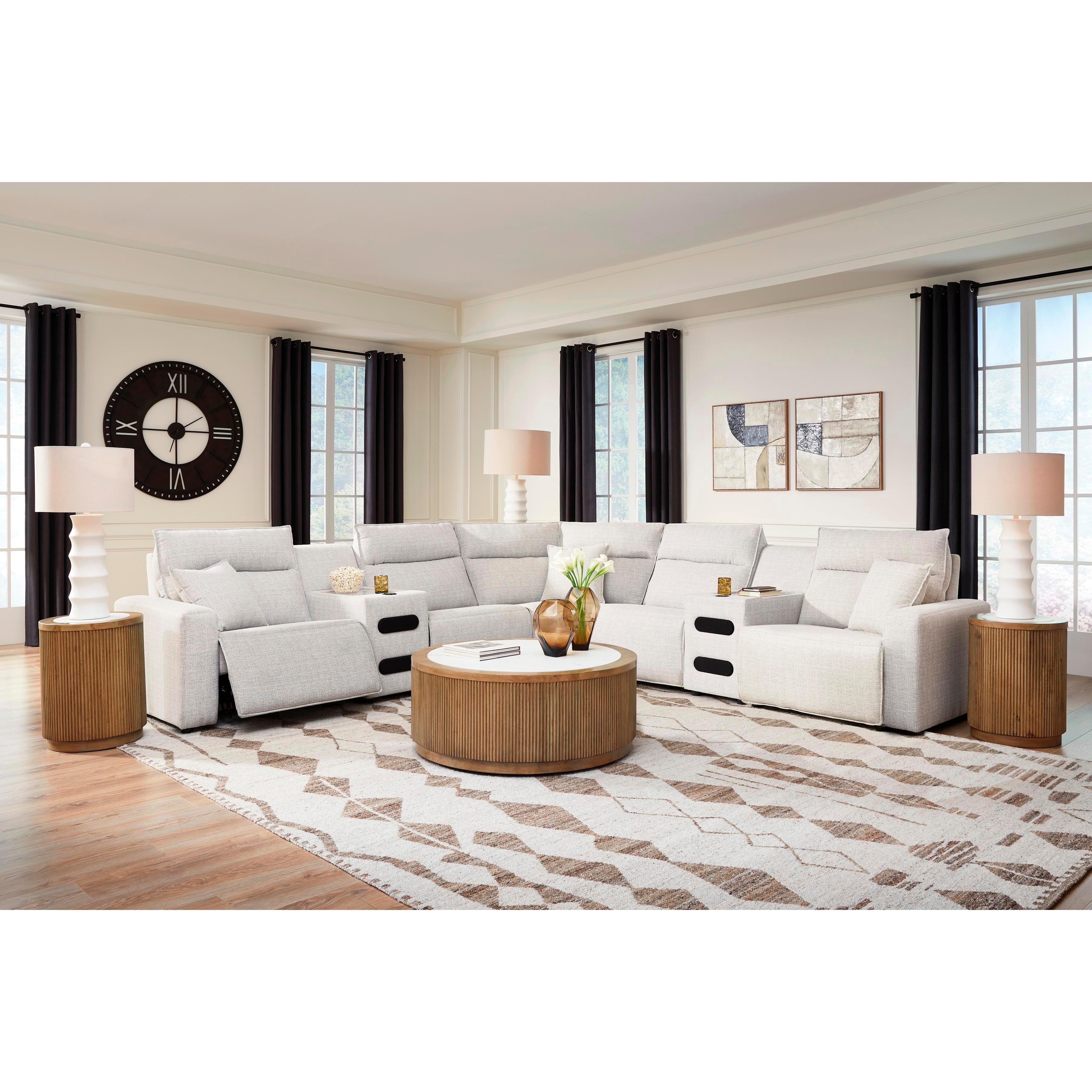  Manufacturer Color_Stone --  ModMax II 65907S9 7 pc Power Reclining Sectional with Chaise and Audio Consoles IMAGE 3