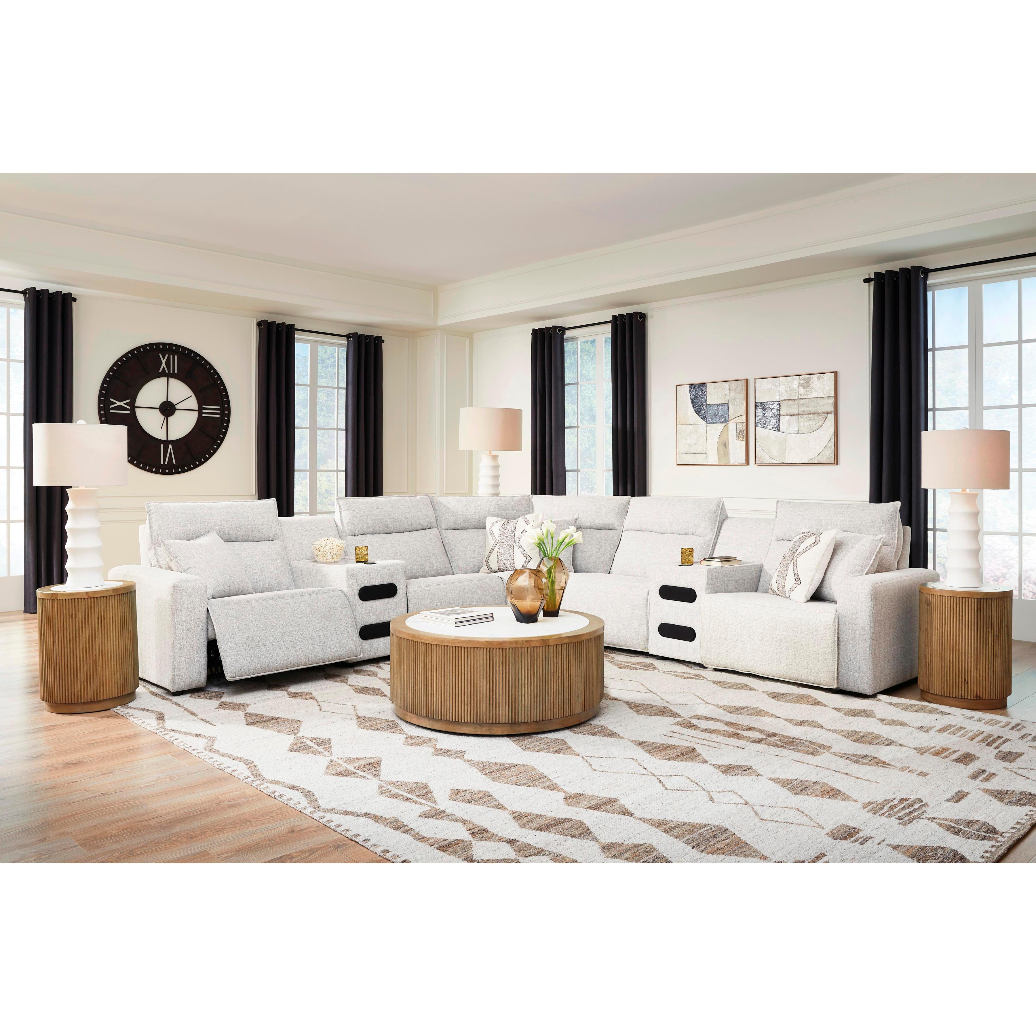  Manufacturer Color_Stone --  ModMax II 65907S9 7 pc Power Reclining Sectional with Chaise and Audio Consoles IMAGE 4
