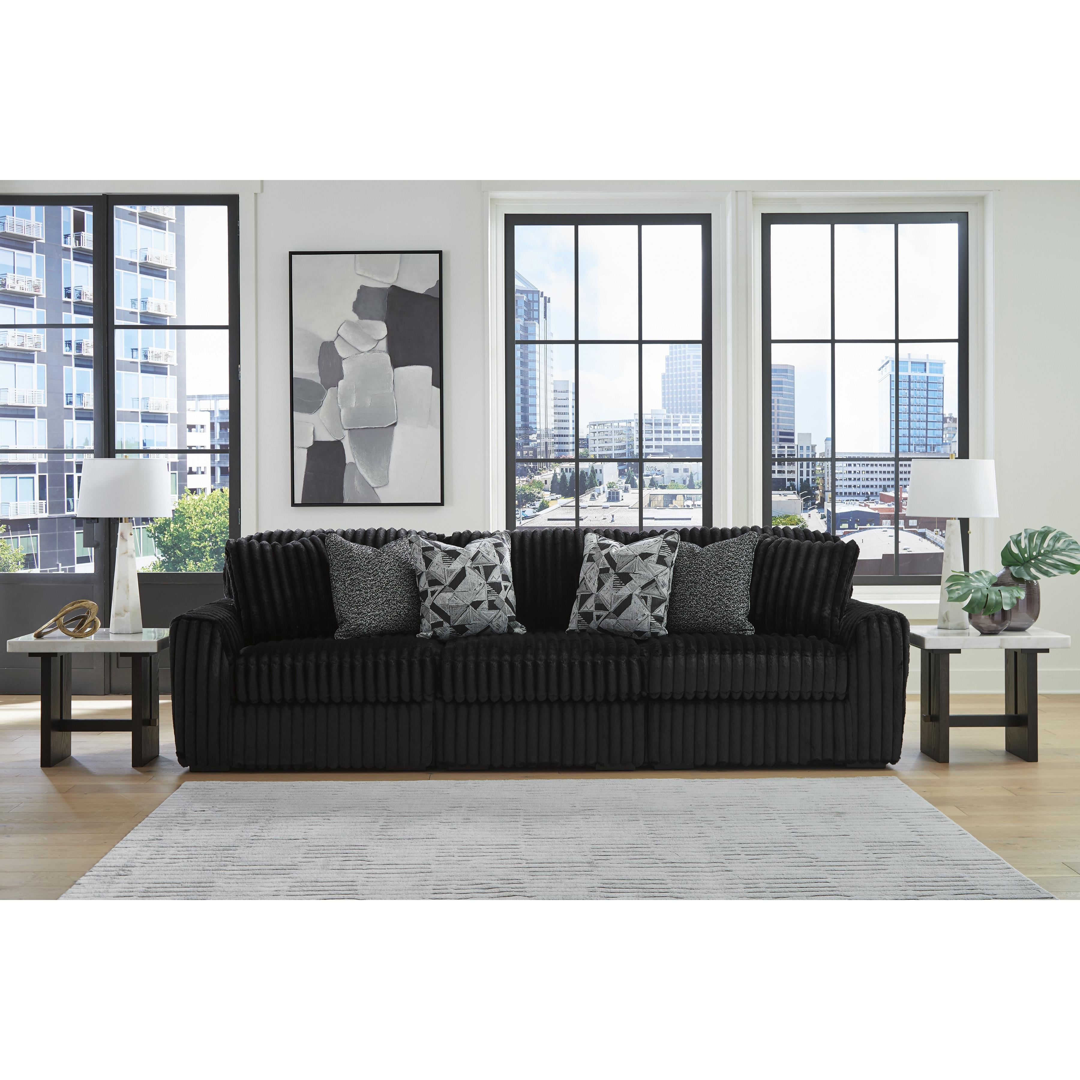  Manufacturer Color_Onyx --  Signature Design by Ashley Midnight Madness Fabric 3 pc Sectional IMAGE 1