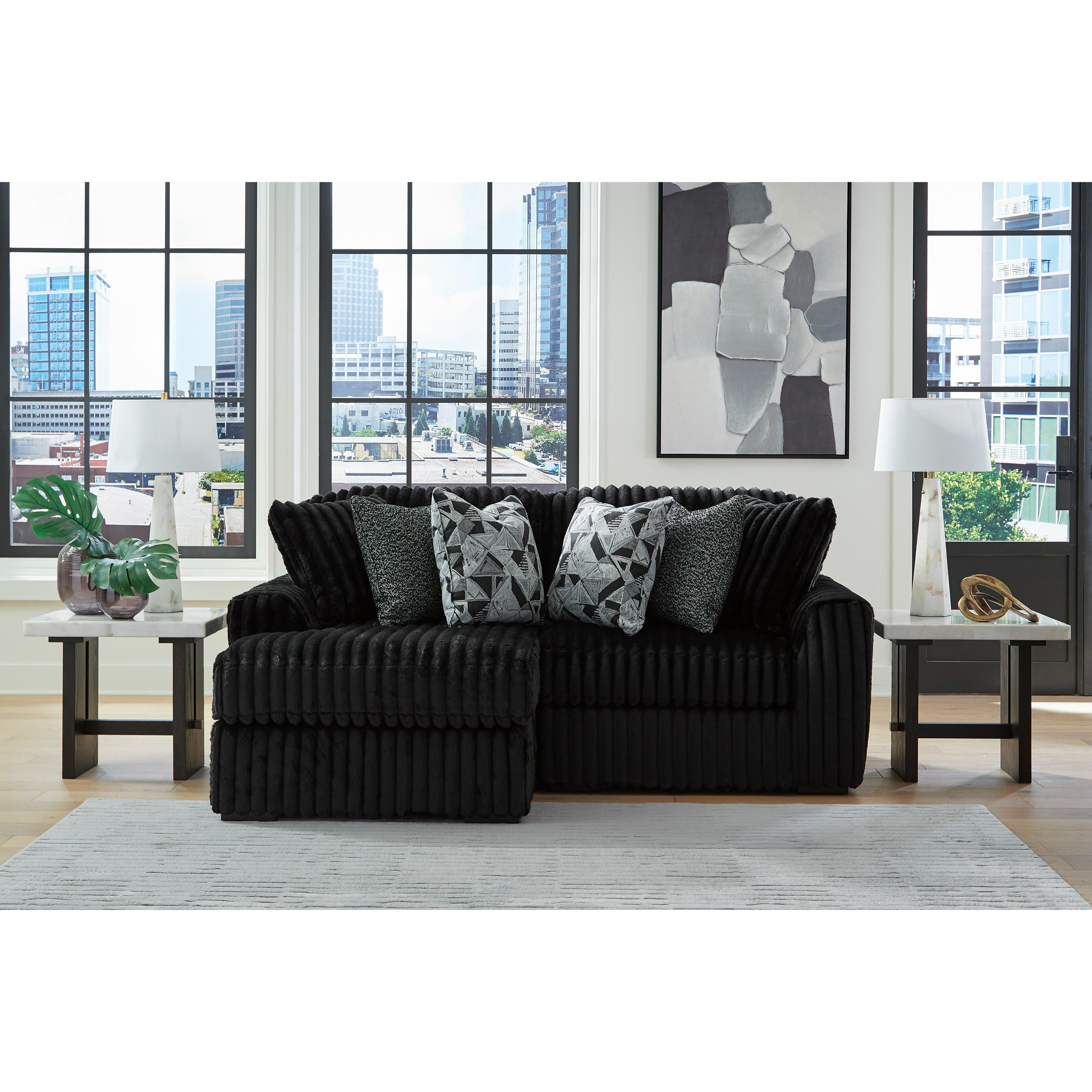  Manufacturer Color_Onyx --  Signature Design by Ashley Midnight Madness Fabric 2 pc Sectional IMAGE 2