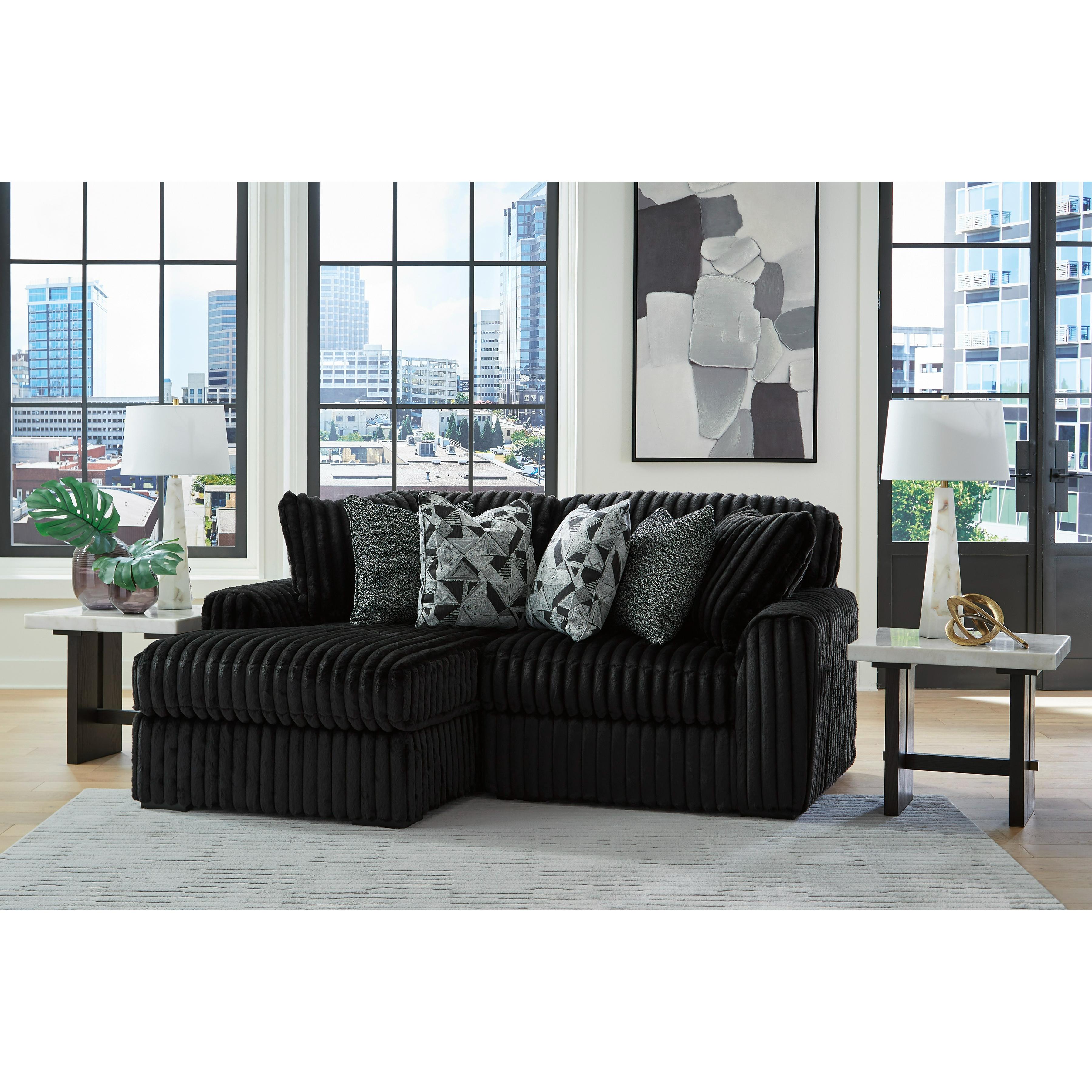  Manufacturer Color_Onyx --  Signature Design by Ashley Midnight Madness Fabric 2 pc Sectional IMAGE 3