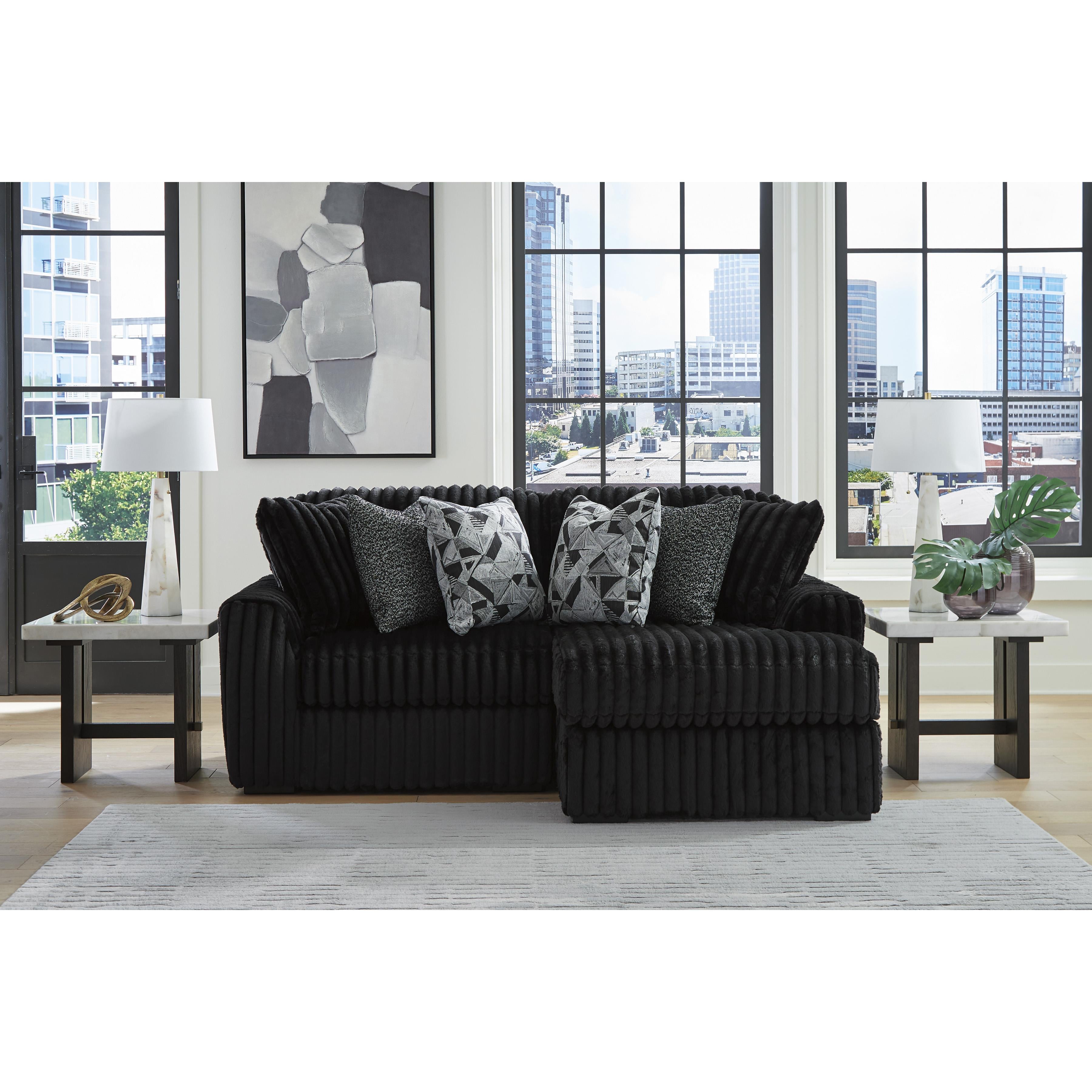  Manufacturer Color_Onyx --  Signature Design by Ashley Midnight Madness Fabric 2 pc Sectional IMAGE 2