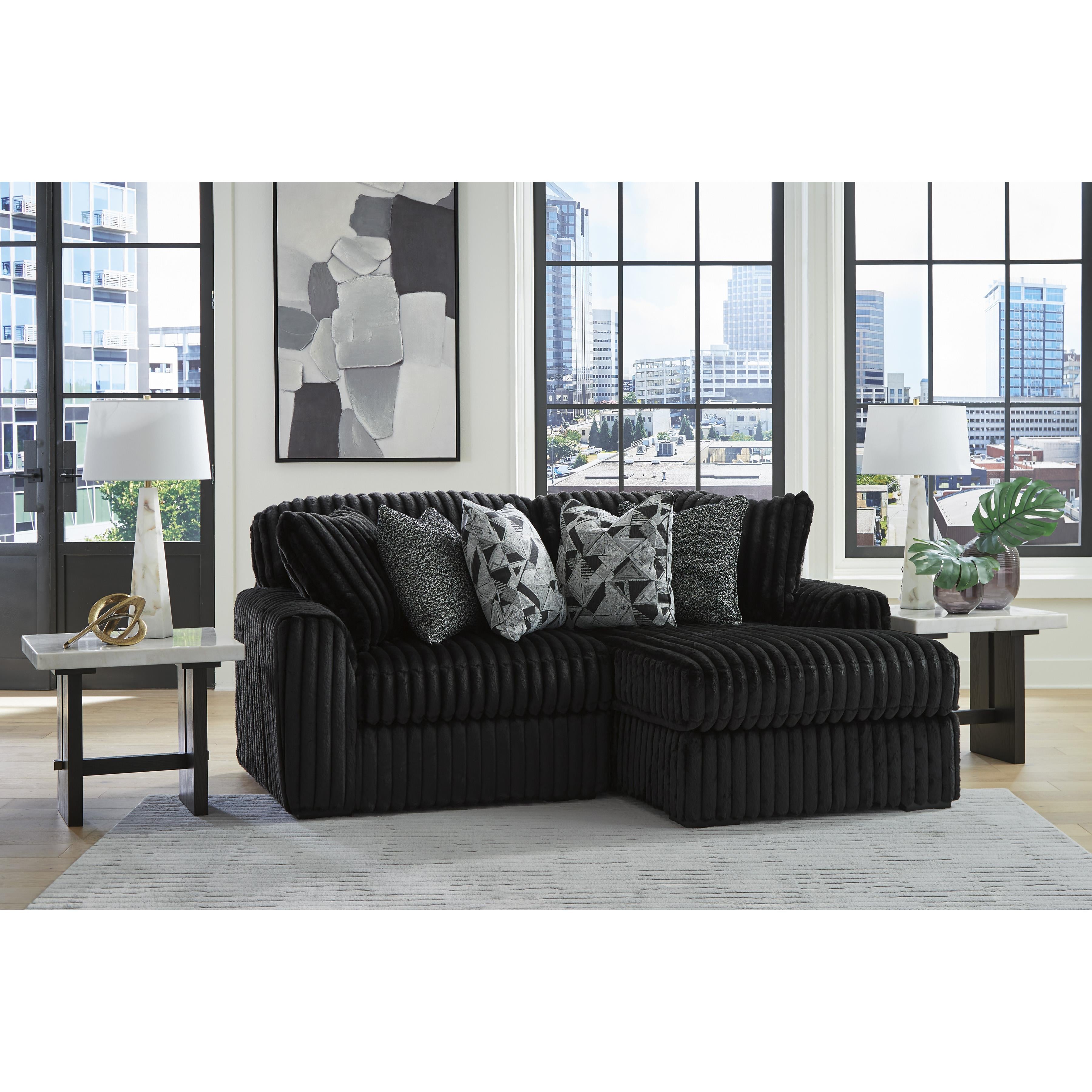  Manufacturer Color_Onyx --  Signature Design by Ashley Midnight Madness Fabric 2 pc Sectional IMAGE 3