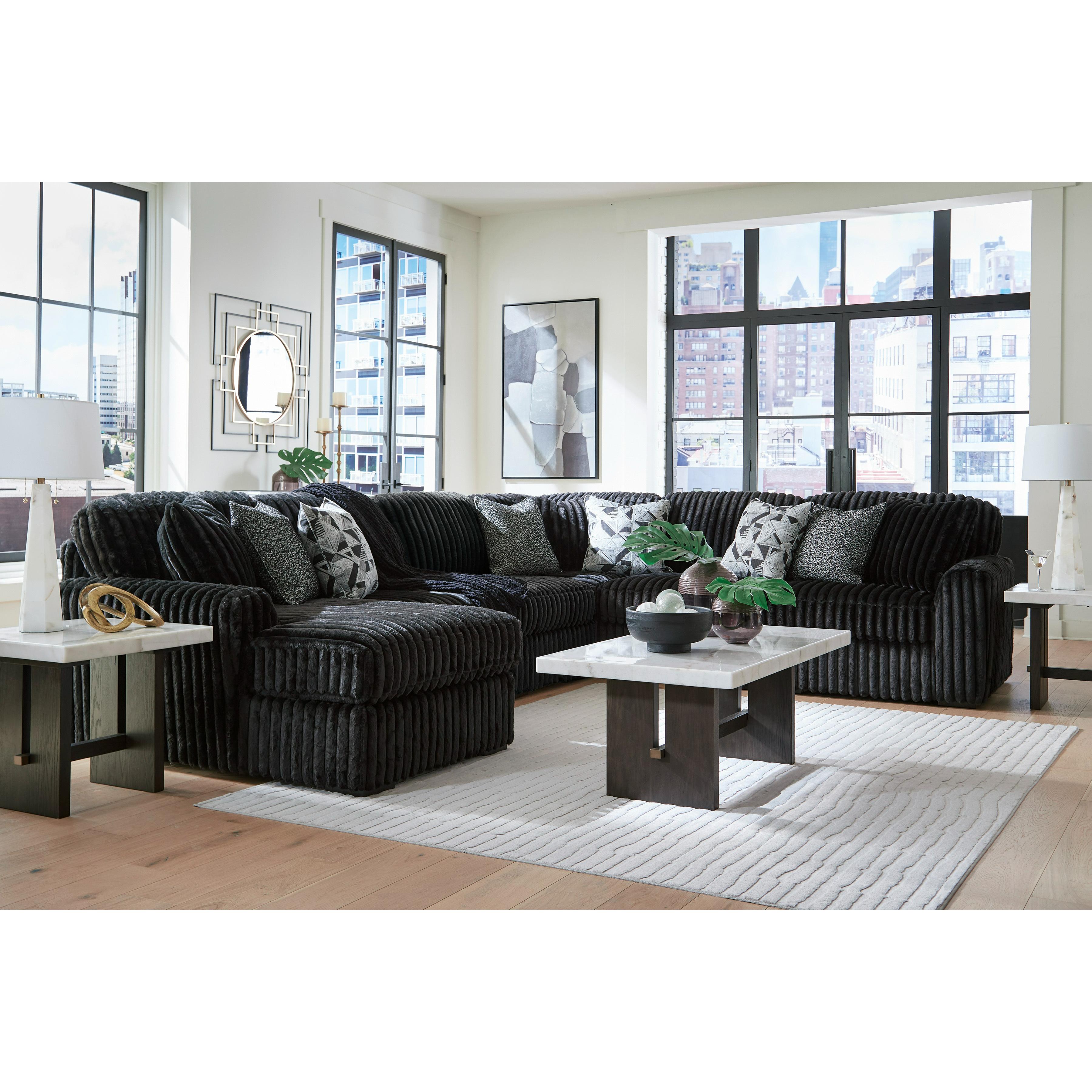  Manufacturer Color_Onyx --  Signature Design by Ashley Midnight Madness Fabric pc Sectional IMAGE 3