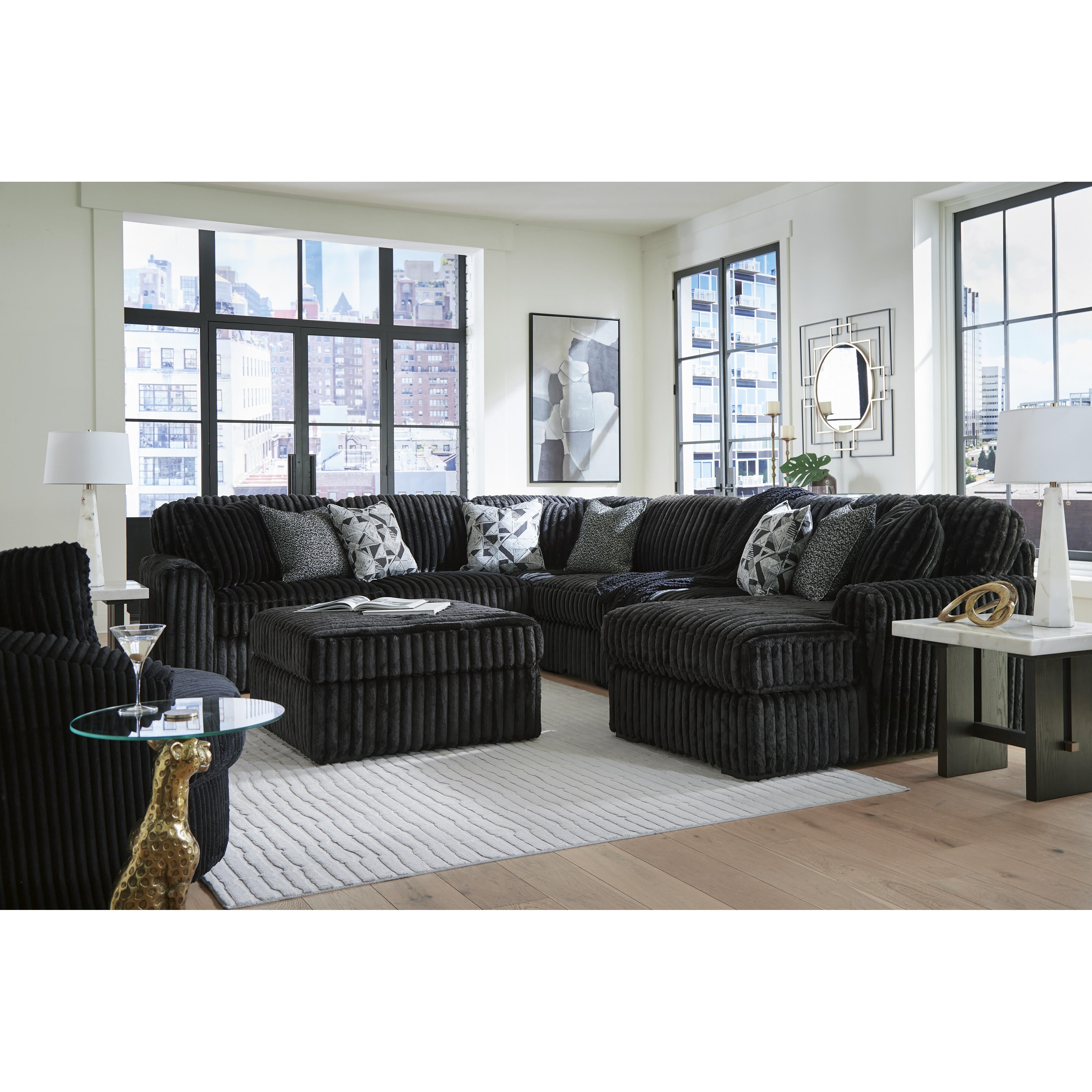  Manufacturer Color_Onyx --  Signature Design by Ashley Midnight Madness Fabric 6 pc Sectional IMAGE 6