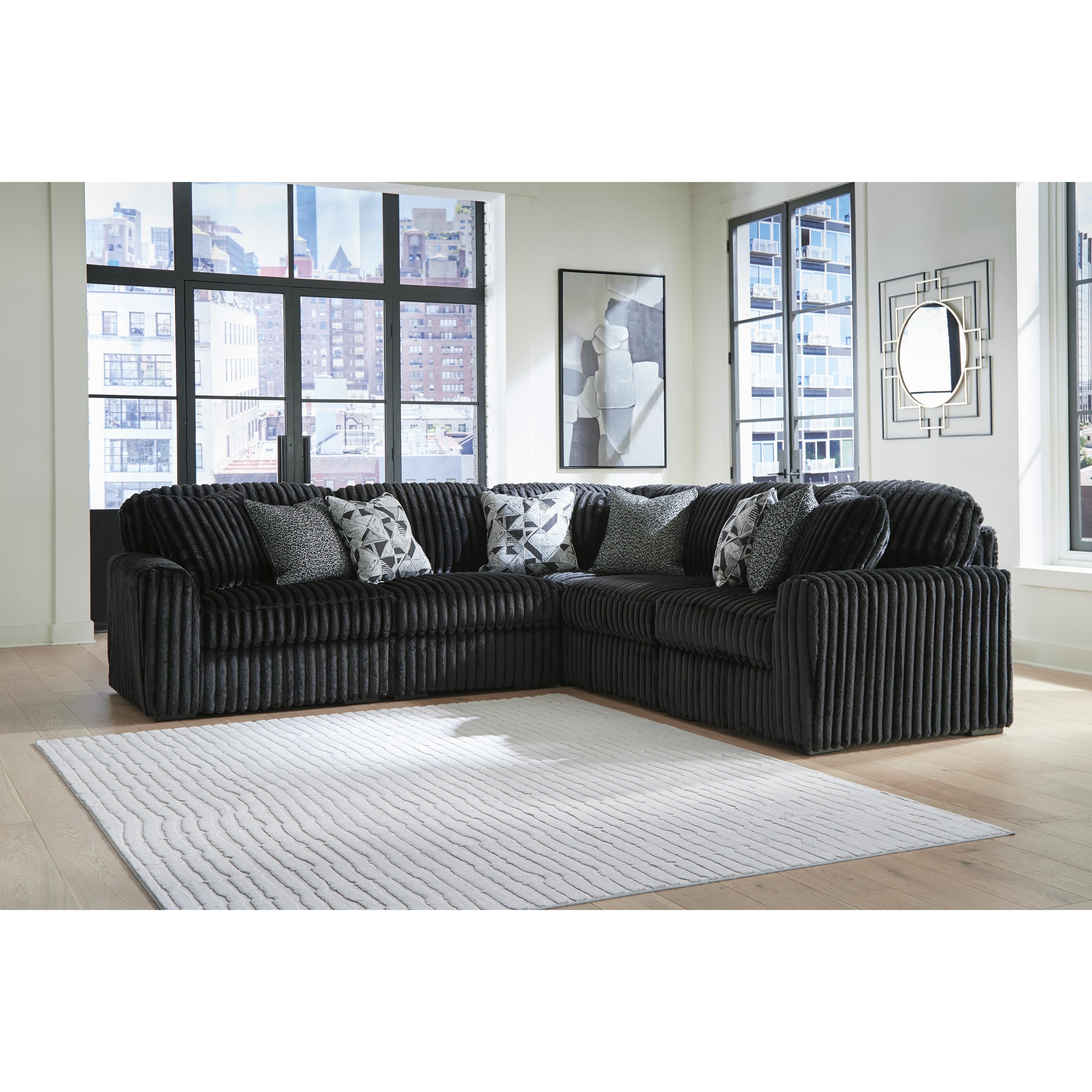  Manufacturer Color_Onyx --  Signature Design by Ashley Midnight Madness Fabric 5 pc Sectional IMAGE 2