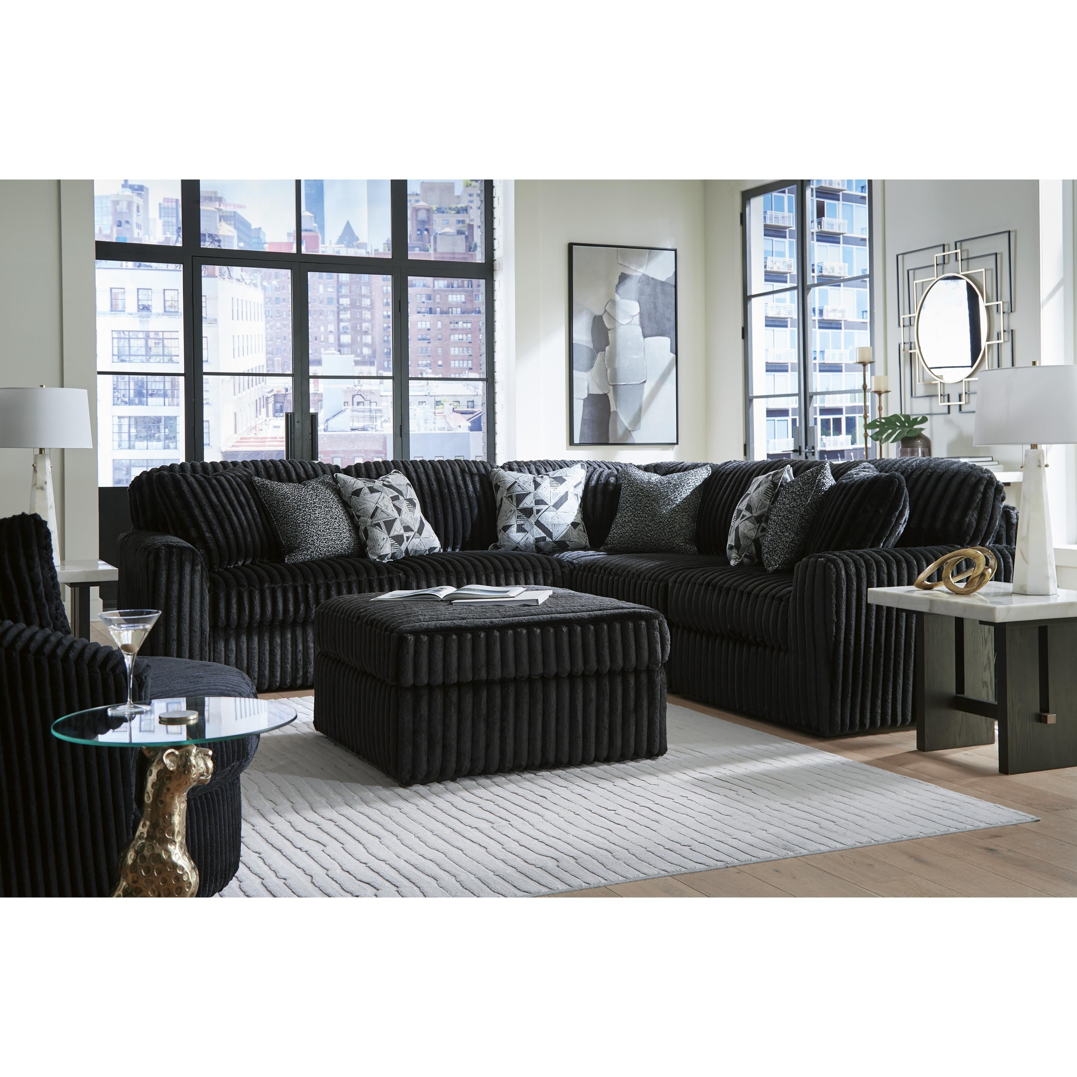  Manufacturer Color_Onyx --  Signature Design by Ashley Midnight Madness Fabric 5 pc Sectional IMAGE 6