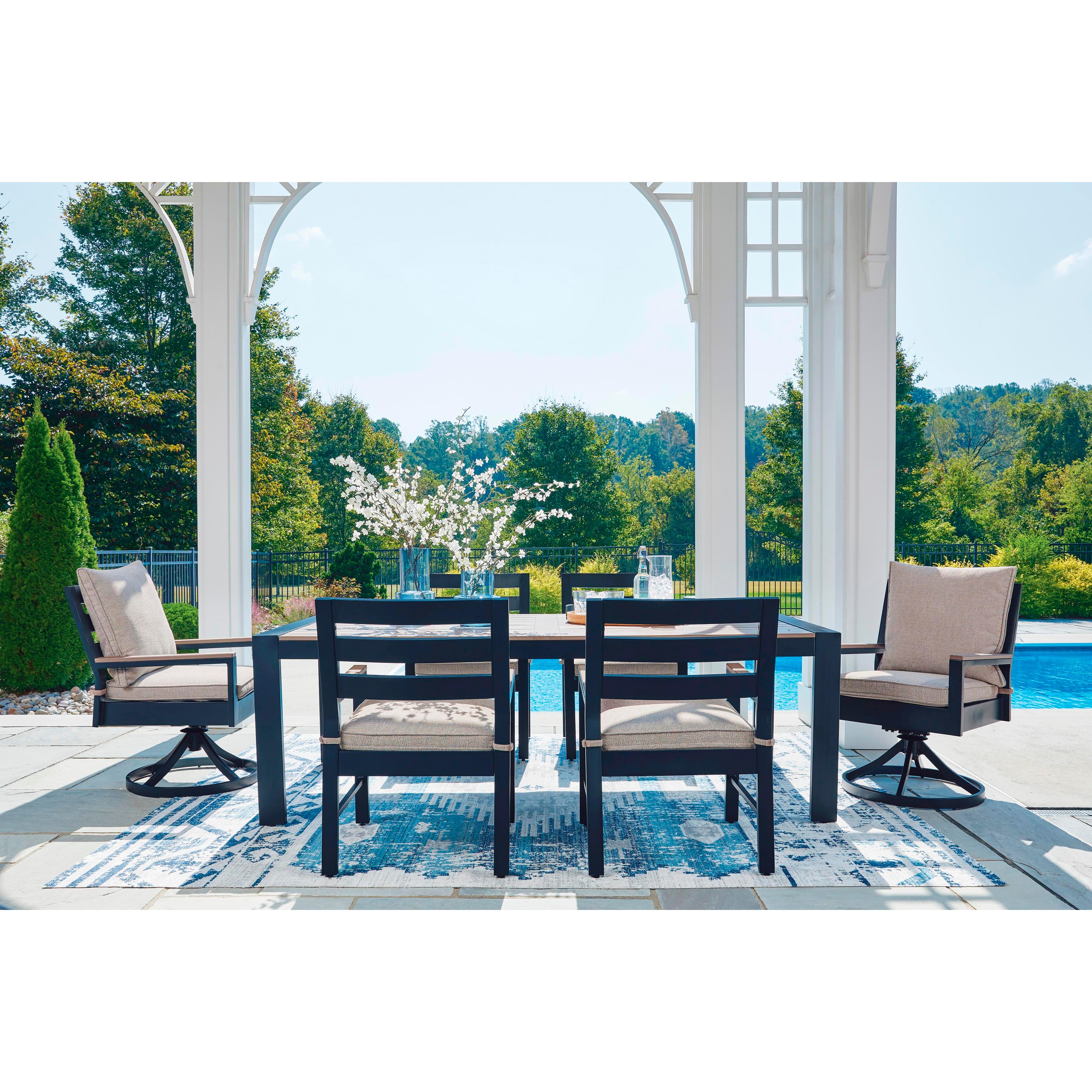  Signature Design by Ashley East Beach PCP587-625 Rectangular Dining Table with Umbrella Option IMAGE 6