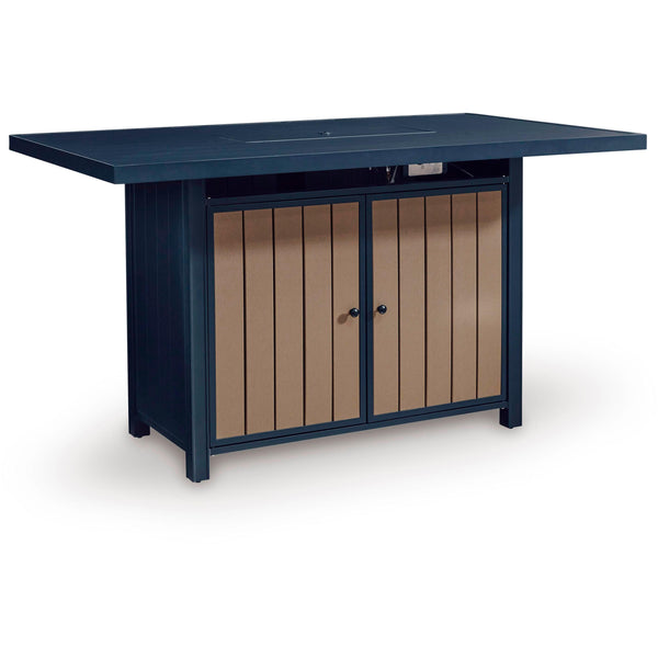 Signature Design by Ashley East Beach PCP587-665 Rectangular Bar Table with Fire Pit