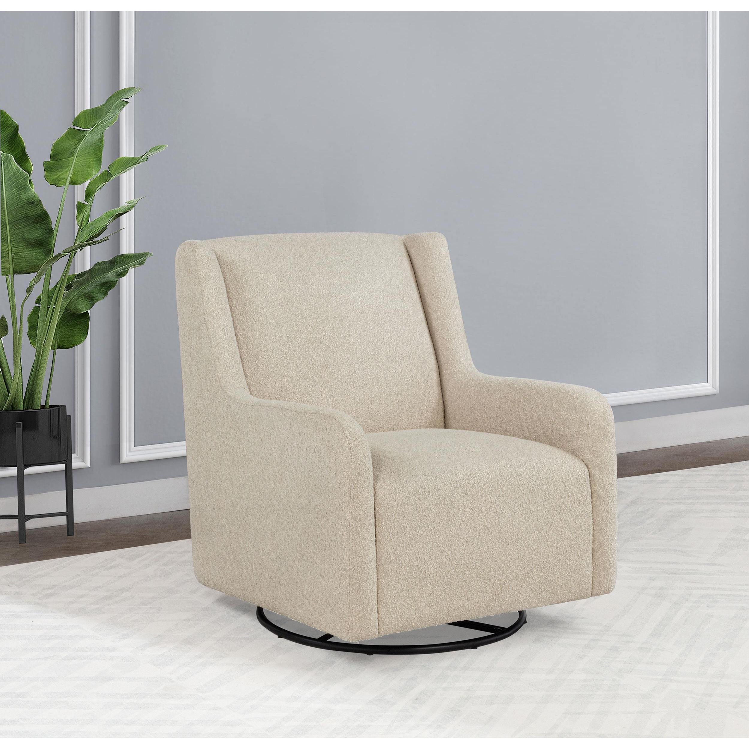  Coaster Furniture Serra 902453 Boucle Upholstered Swivel Glider - Sandy Beige IMAGE 2