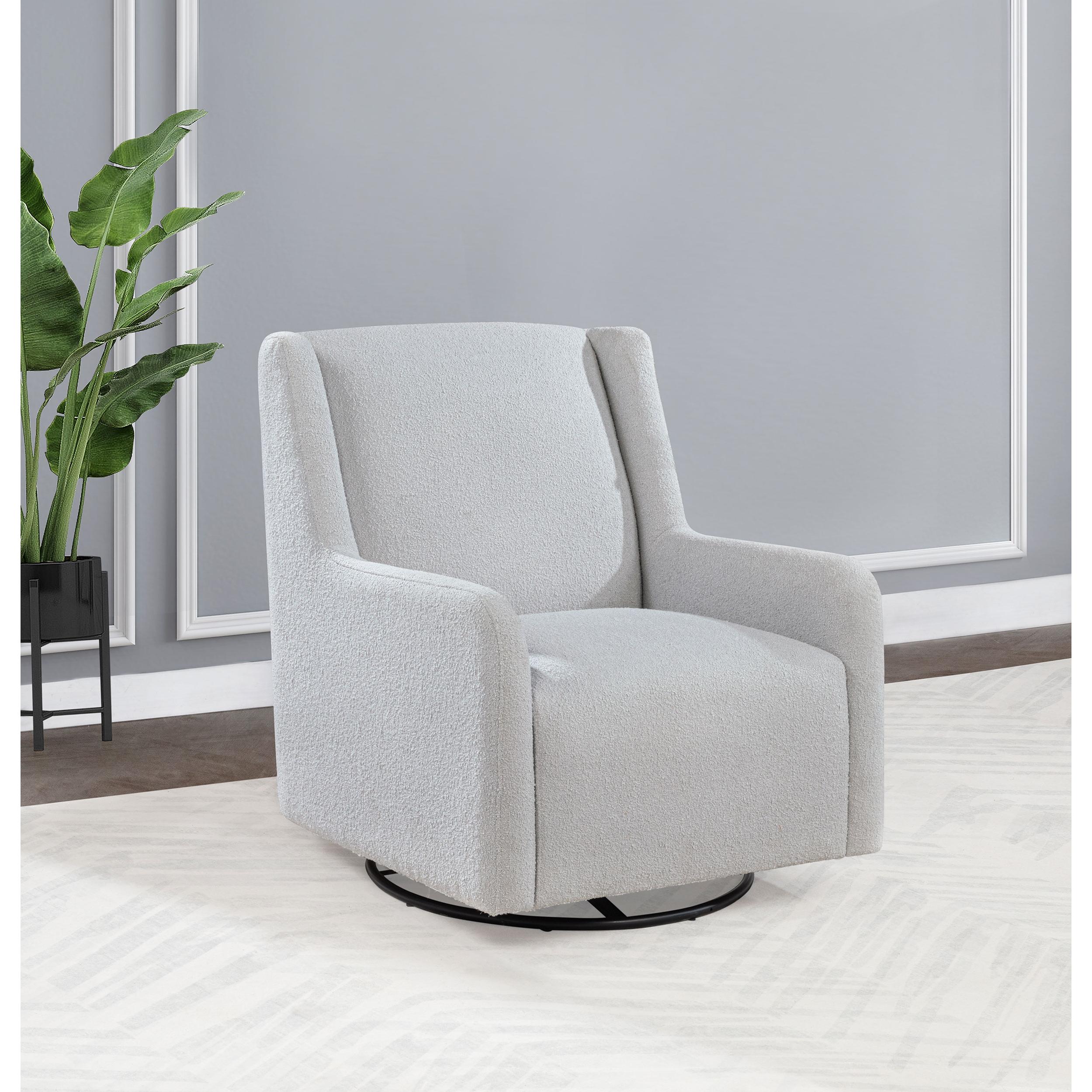  Coaster Furniture Serra 902454 Boucle Upholstered Swivel Glider - Dove Grey IMAGE 2