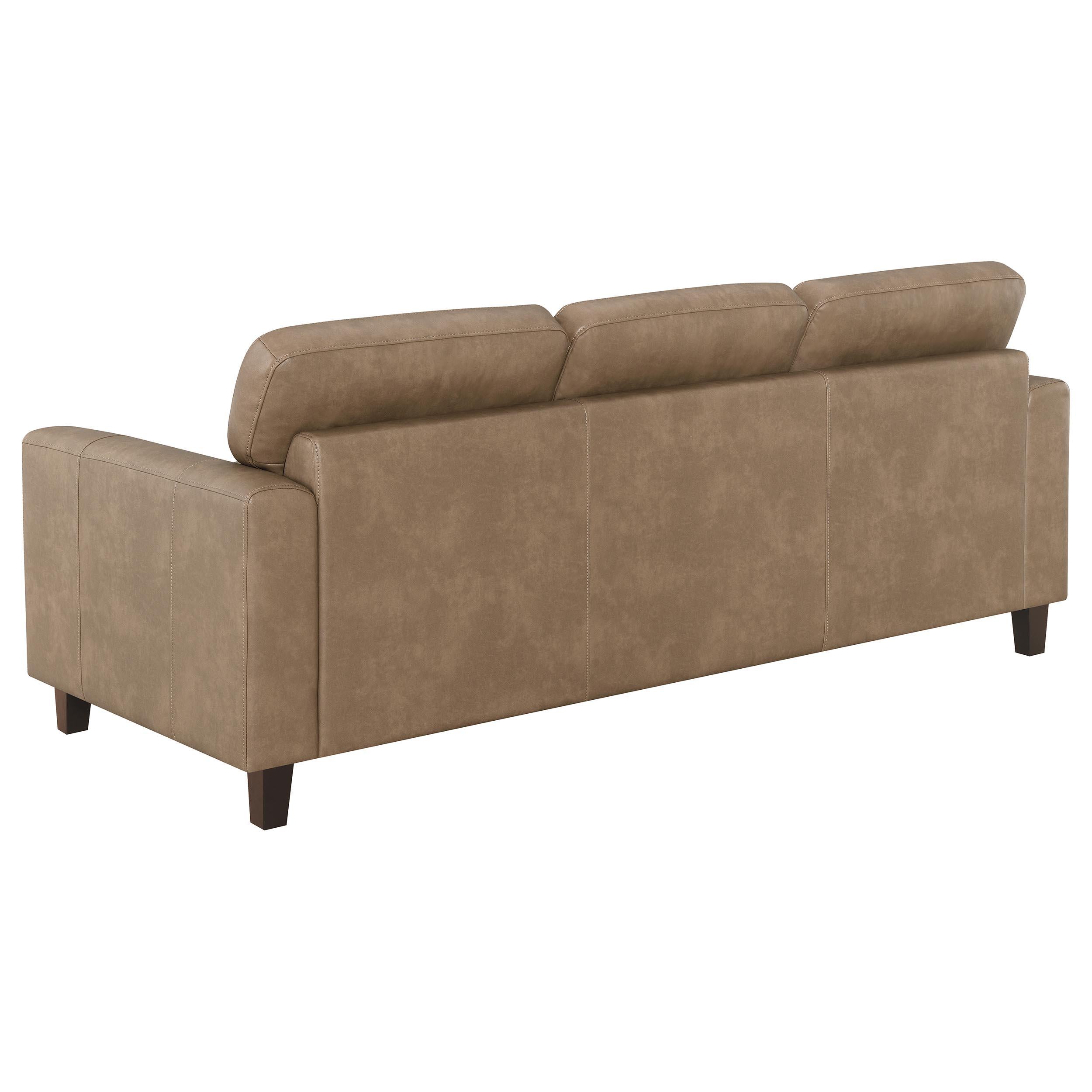  Coaster Furniture Scotland 504667 Faux Leather Upholstered Track Arm Sofa - Brown IMAGE 6
