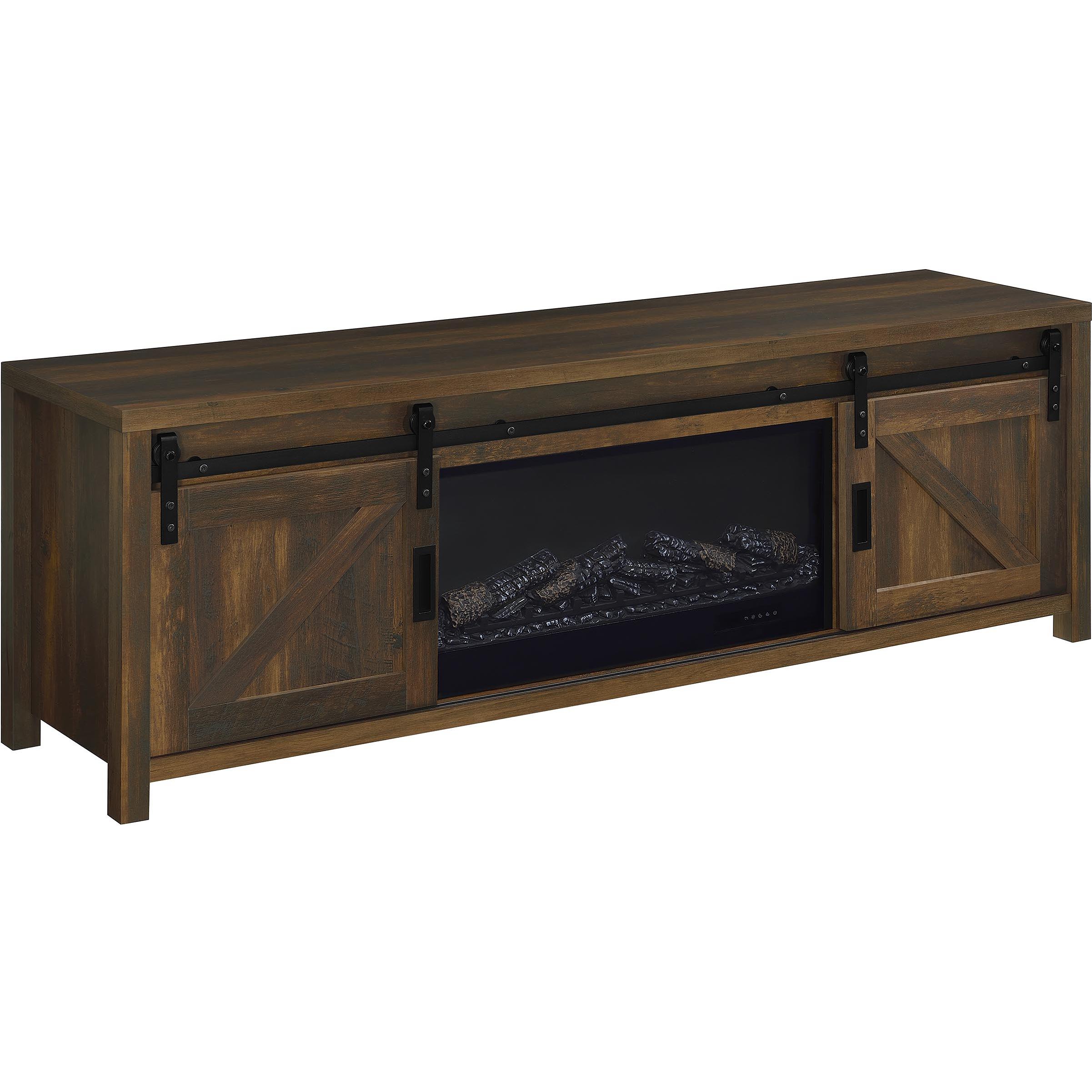  Coaster Furniture Enfield 722863 71-inch TV Stand Fireplace Media Console - Dark Pine IMAGE 1