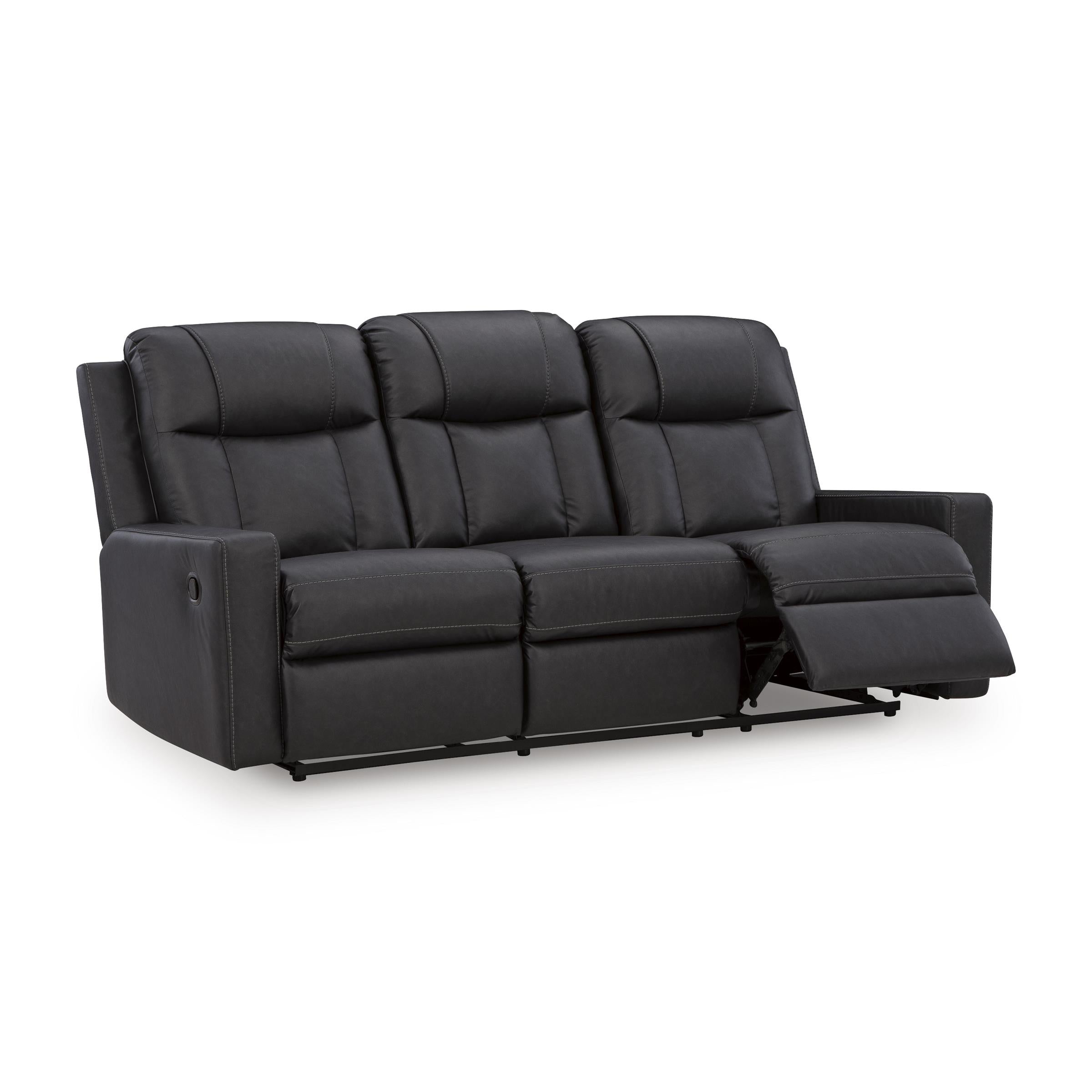 Manufacturer Color_Carbon --  Benchcraft Mackmenville Reclining Leather Look Sofa IMAGE 2