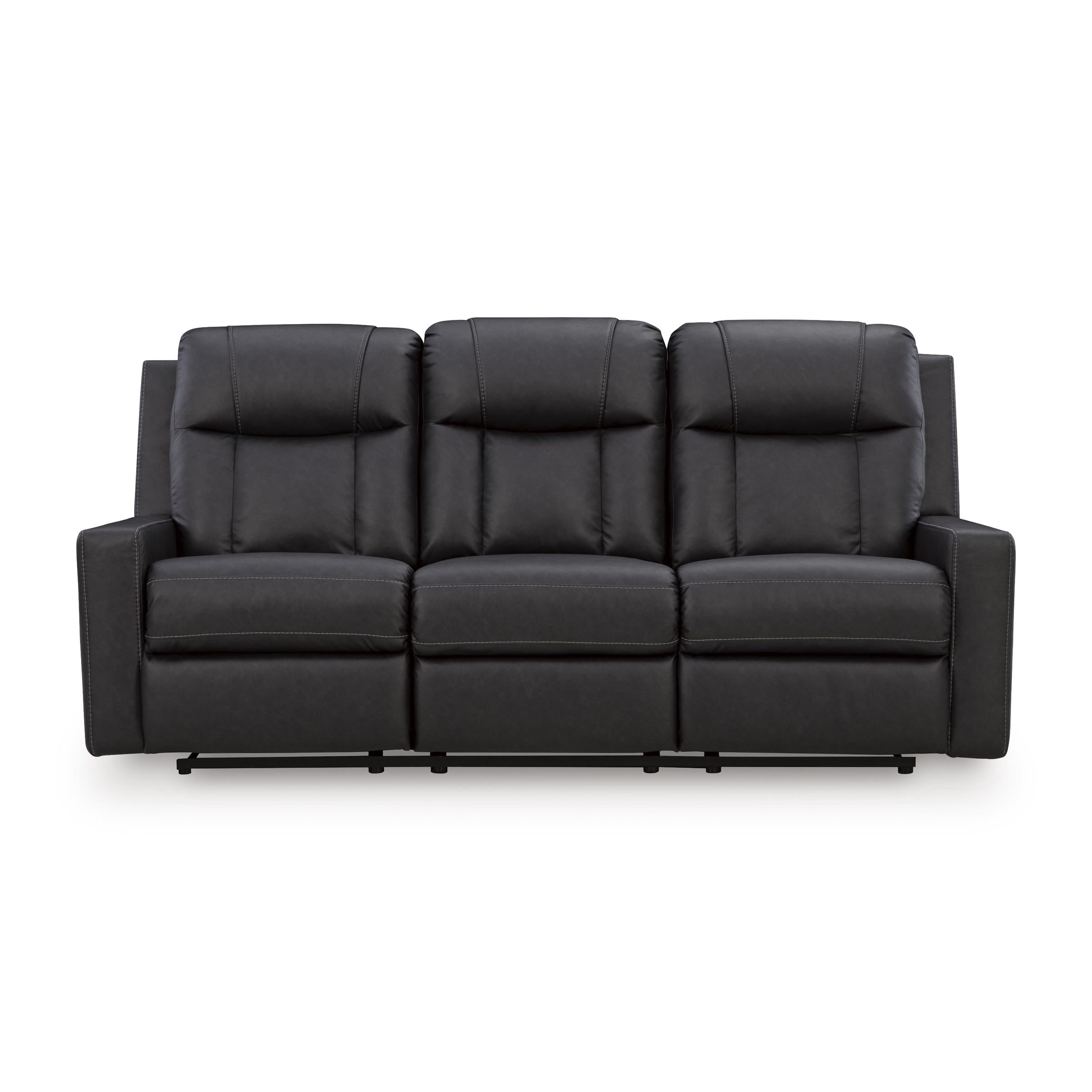  Manufacturer Color_Carbon --  Benchcraft Mackmenville Reclining Leather Look Sofa IMAGE 3