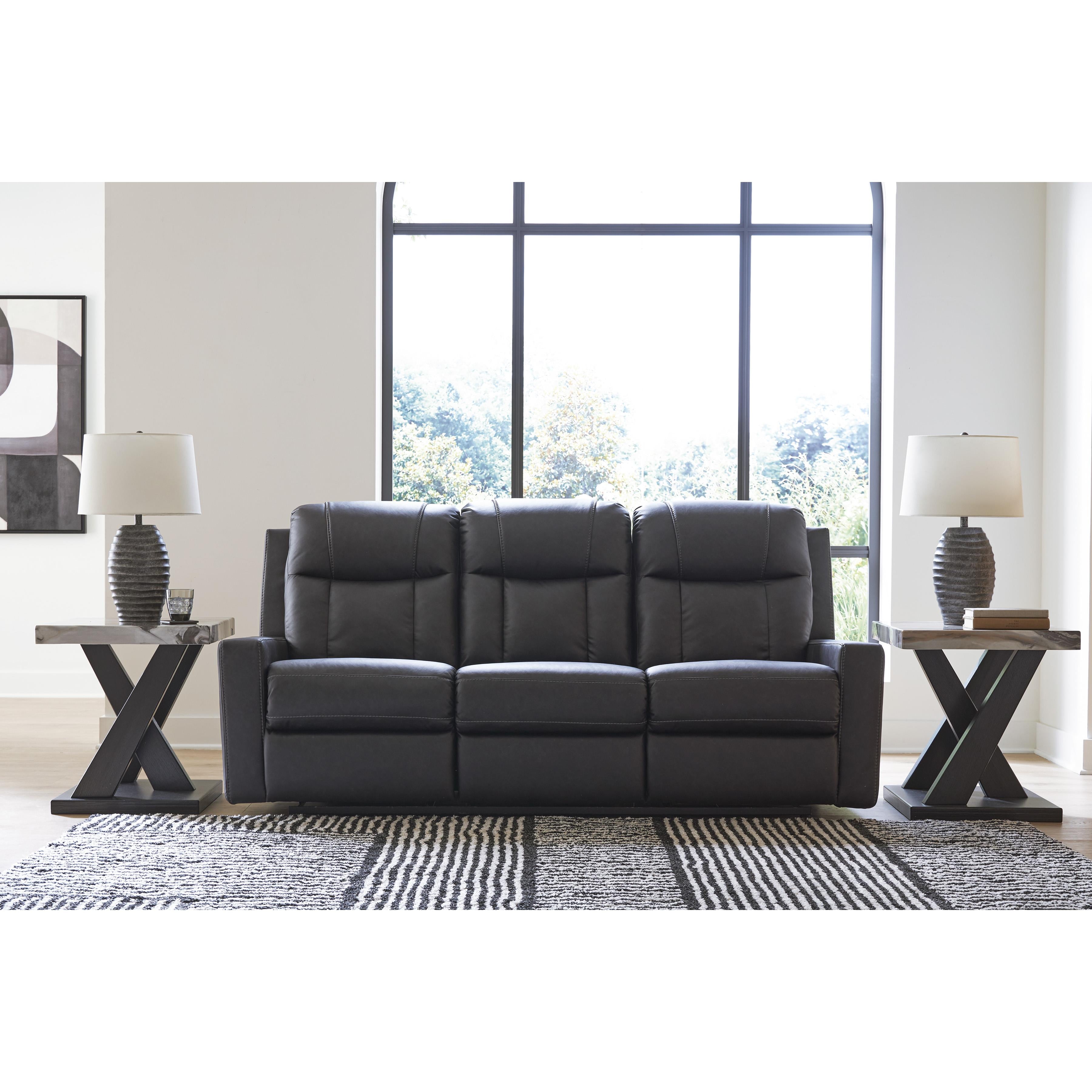  Manufacturer Color_Carbon --  Benchcraft Mackmenville Reclining Leather Look Sofa IMAGE 5