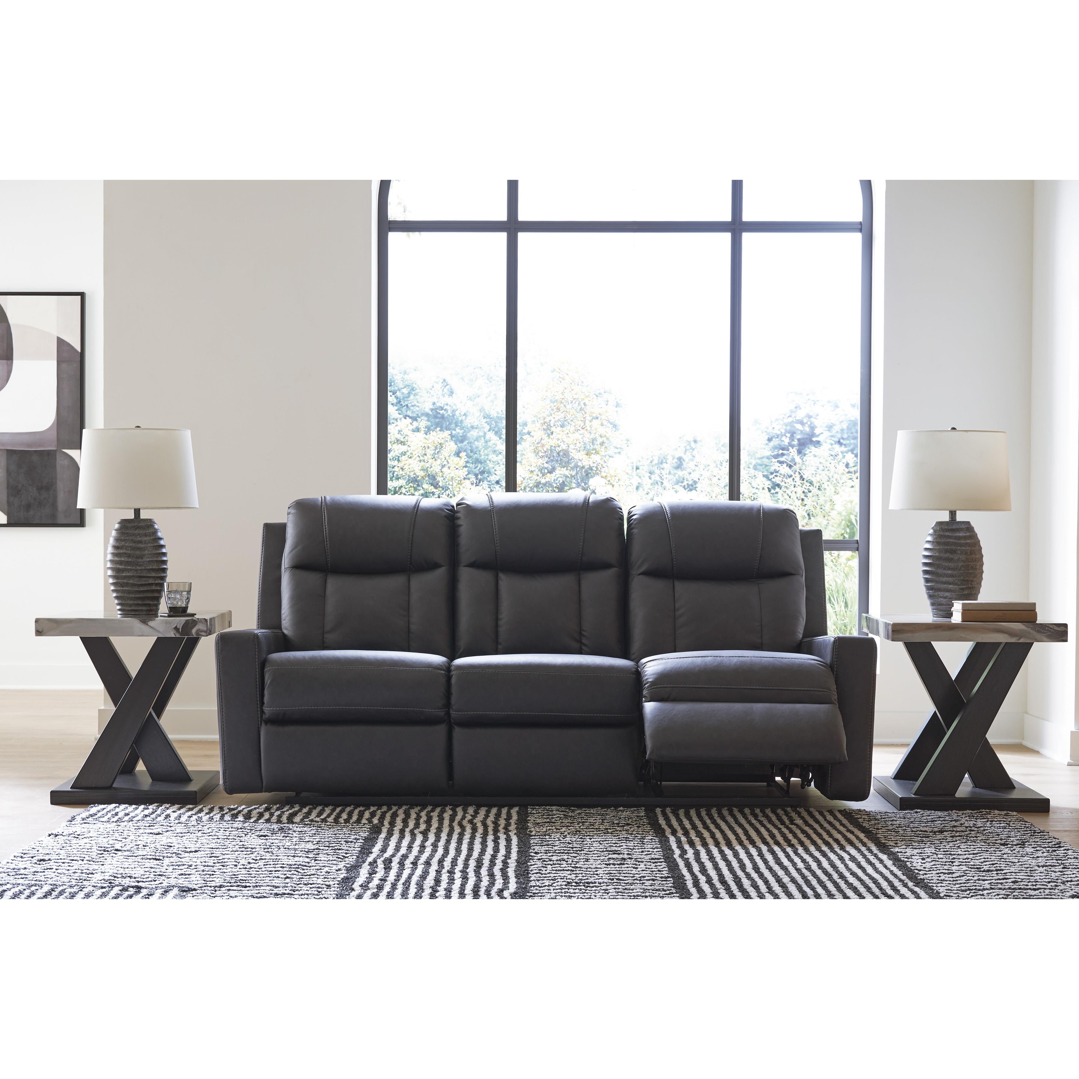  Manufacturer Color_Carbon --  Benchcraft Mackmenville Reclining Leather Look Sofa IMAGE 6