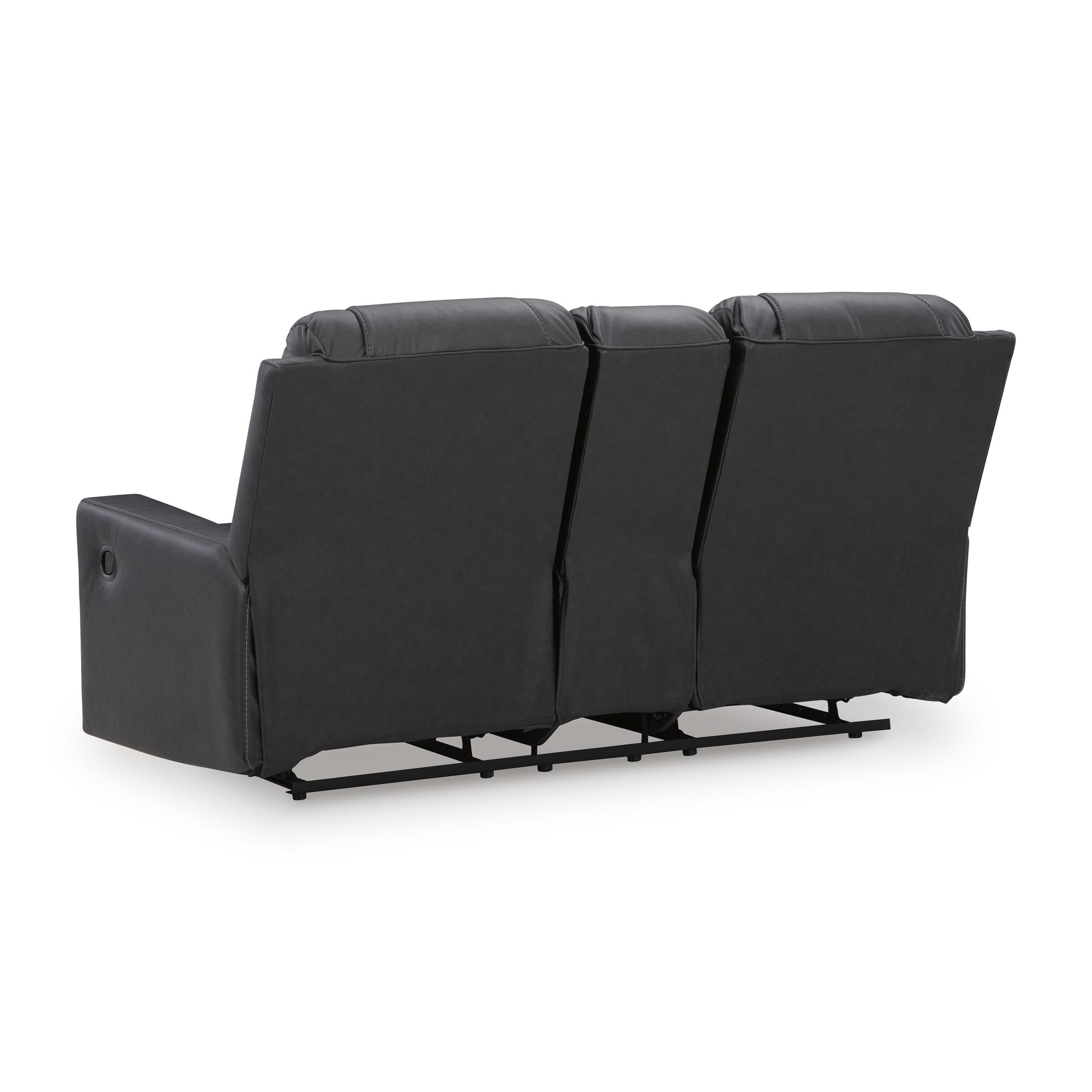  Manufacturer Color_Carbon --  Benchcraft Mackmenville Reclining Leather Look Loveseat with Console IMAGE 4