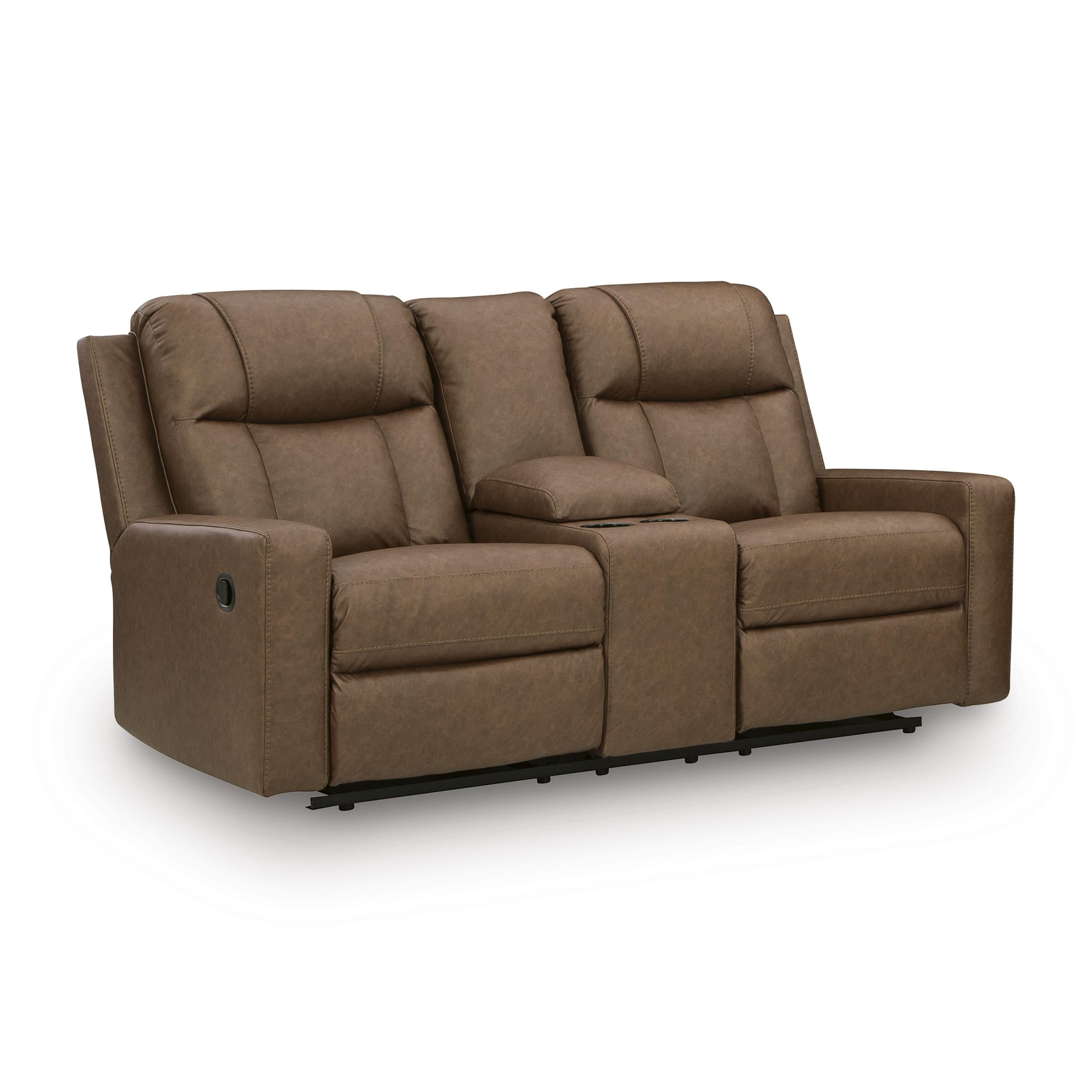  Manufacturer Color_Caramel --  Mackmenville 7471494 Double Reclining Loveseat with Console IMAGE 1