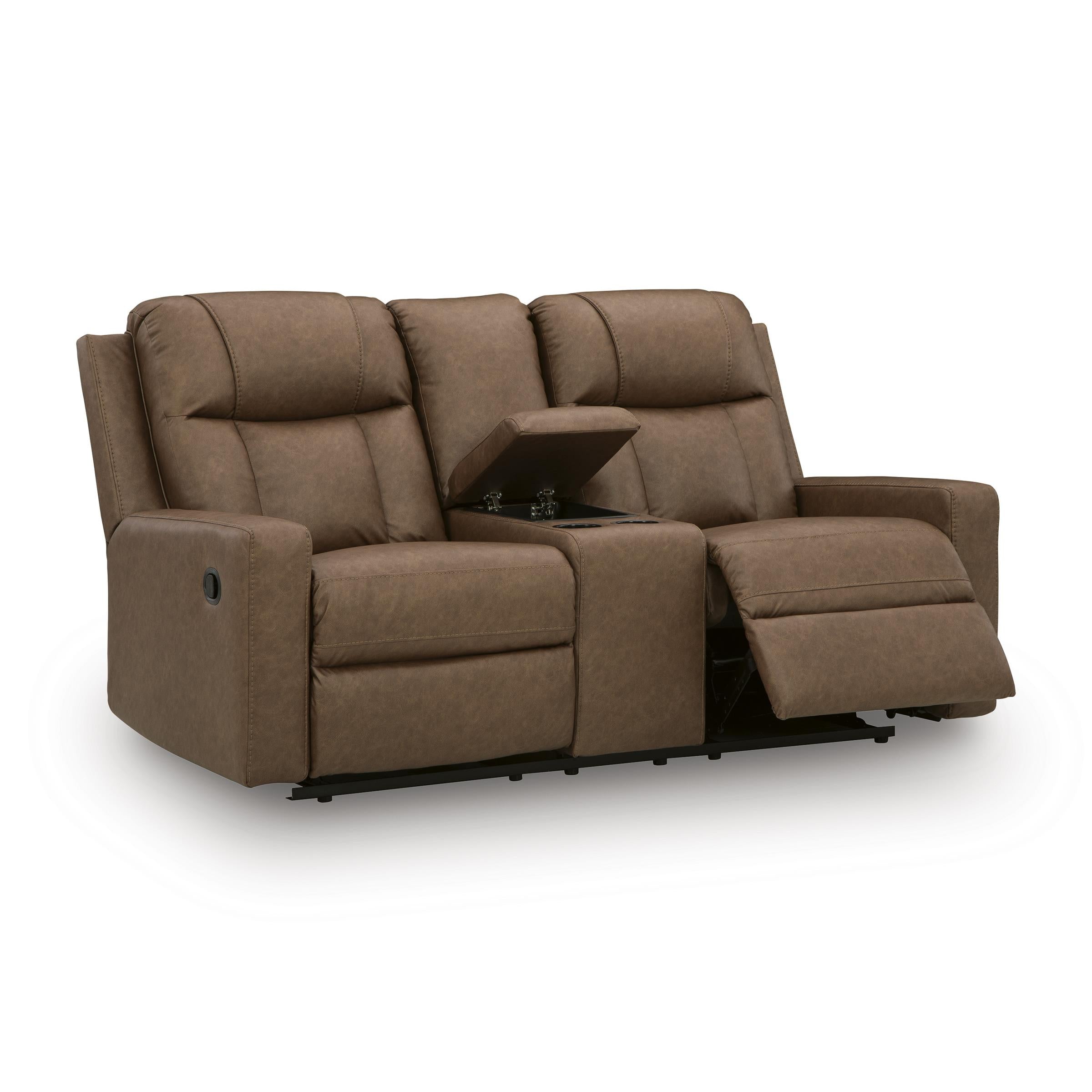  Manufacturer Color_Caramel --  Mackmenville 7471494 Double Reclining Loveseat with Console IMAGE 2