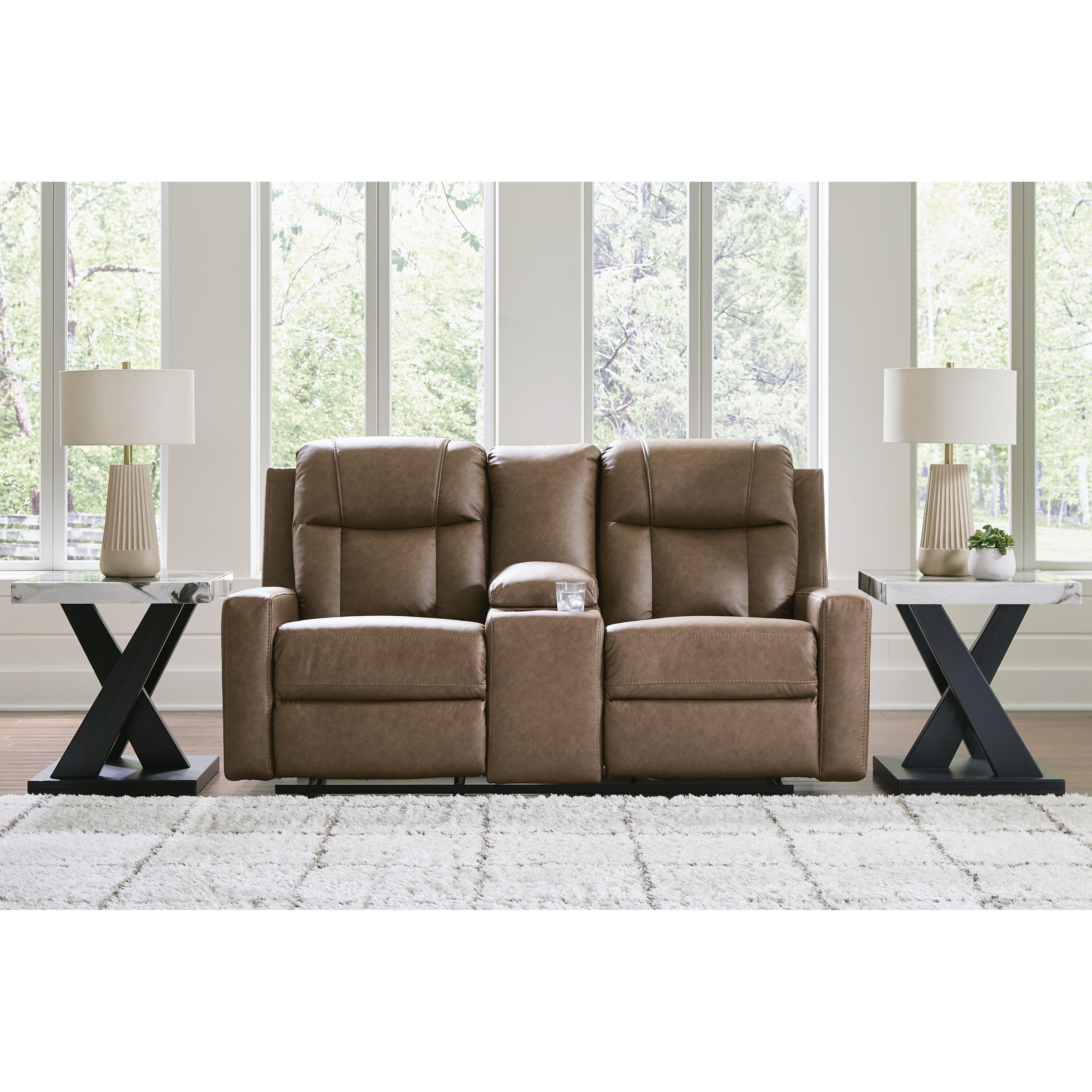 Manufacturer Color_Caramel --  Mackmenville 7471494 Double Reclining Loveseat with Console IMAGE 5
