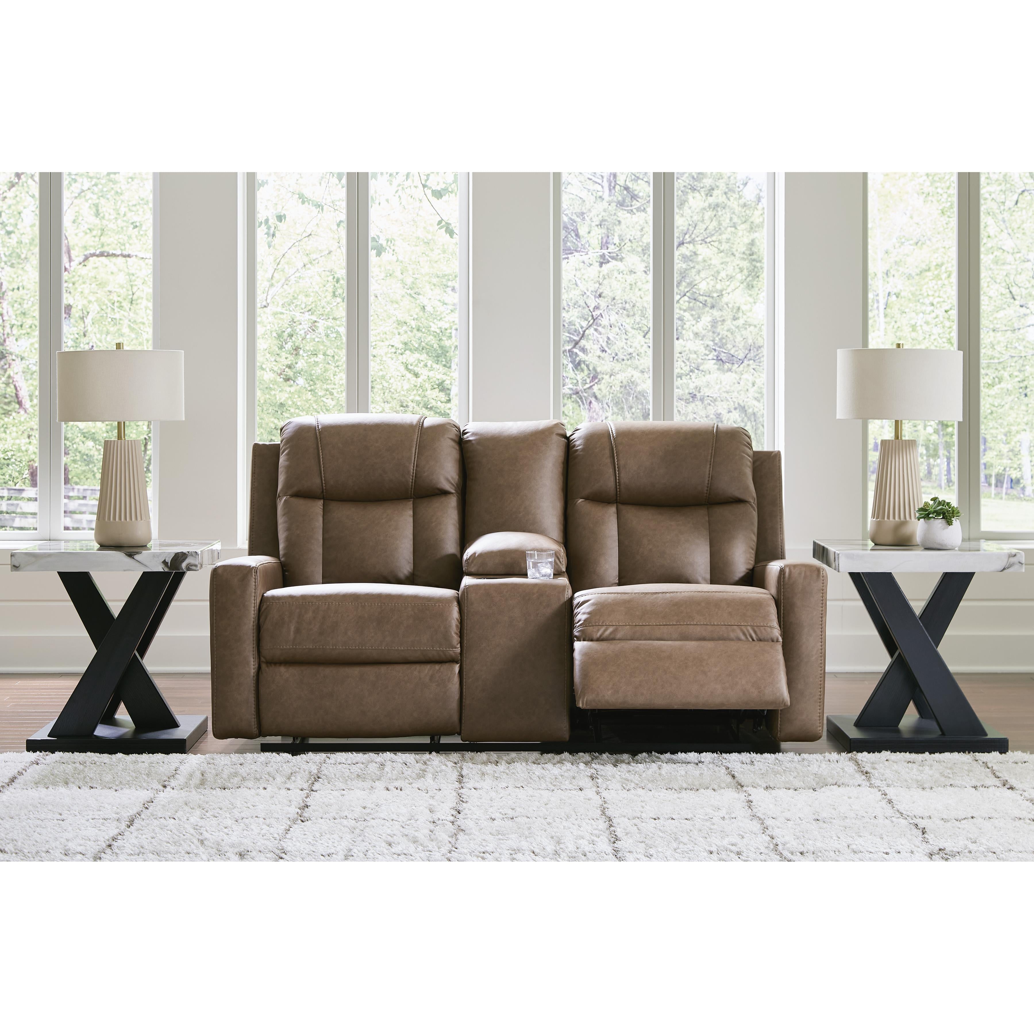  Manufacturer Color_Caramel --  Mackmenville 7471494 Double Reclining Loveseat with Console IMAGE 6