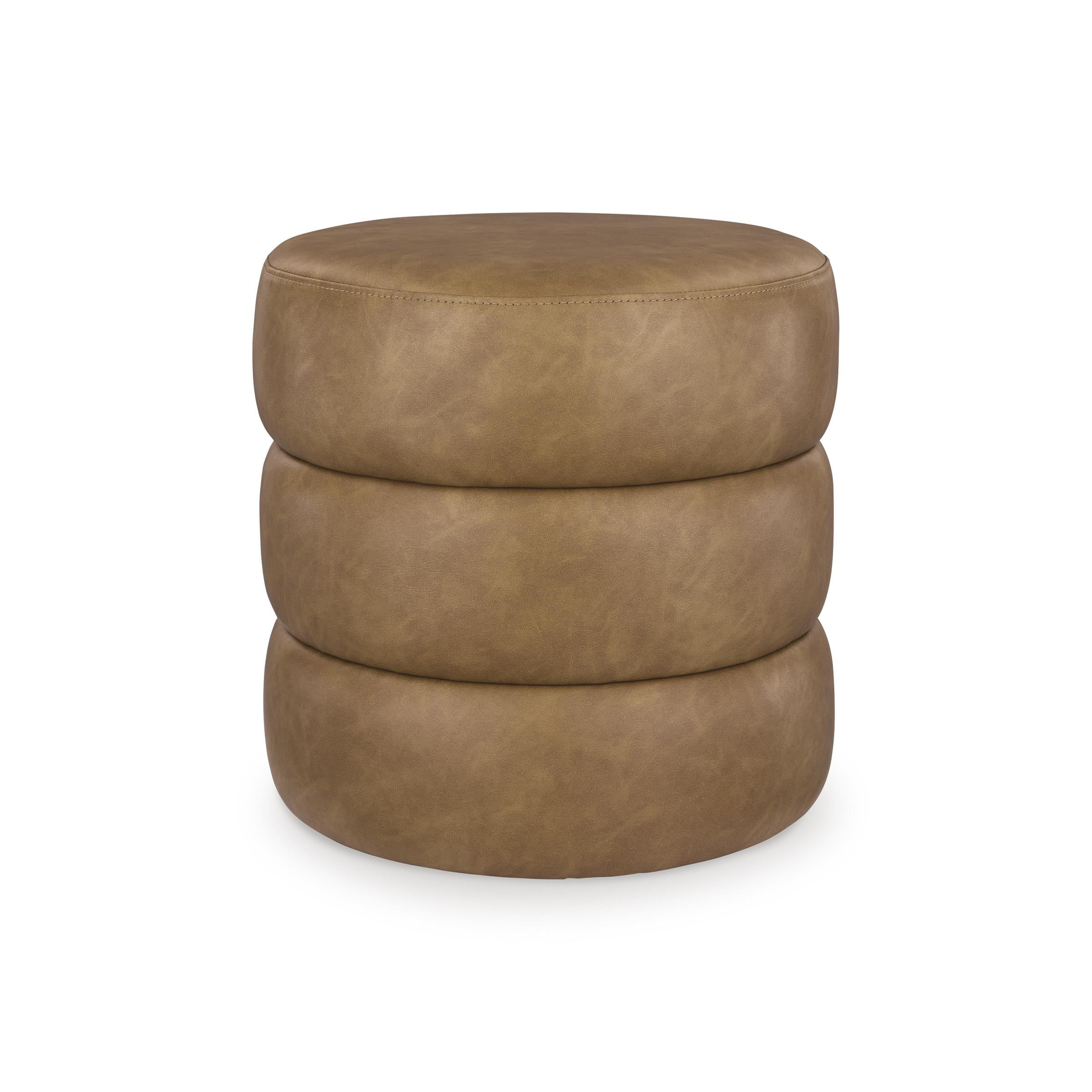  Manufacturer Color_Caramel --  Signature Design by Ashley Ummi Leather Look Ottoman IMAGE 1