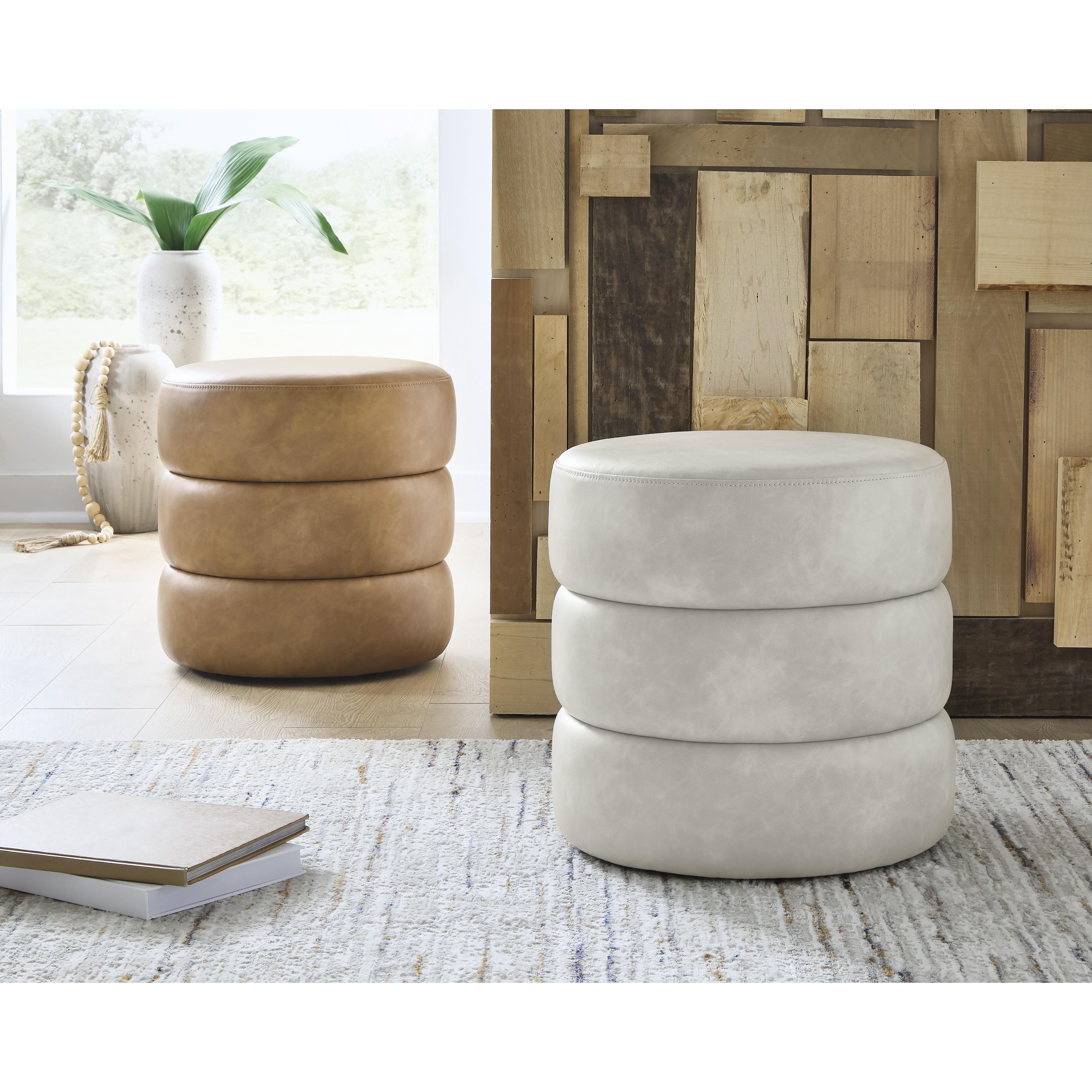  Manufacturer Color_Caramel --  Signature Design by Ashley Ummi Leather Look Ottoman IMAGE 3