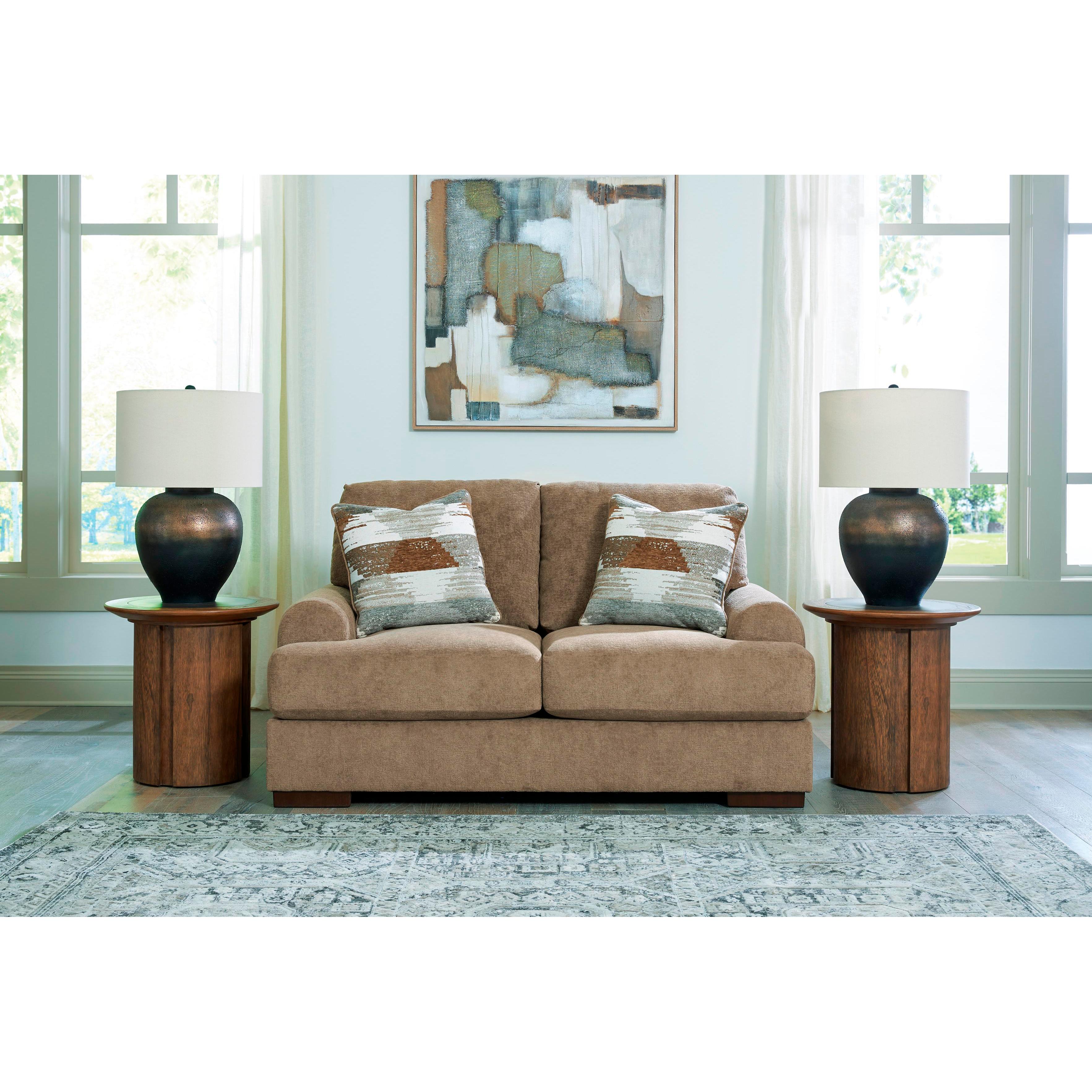  Manufacturer Color_Pecan --  Signature Design by Ashley Jayne Park Stationary Fabric Loveseat IMAGE 4