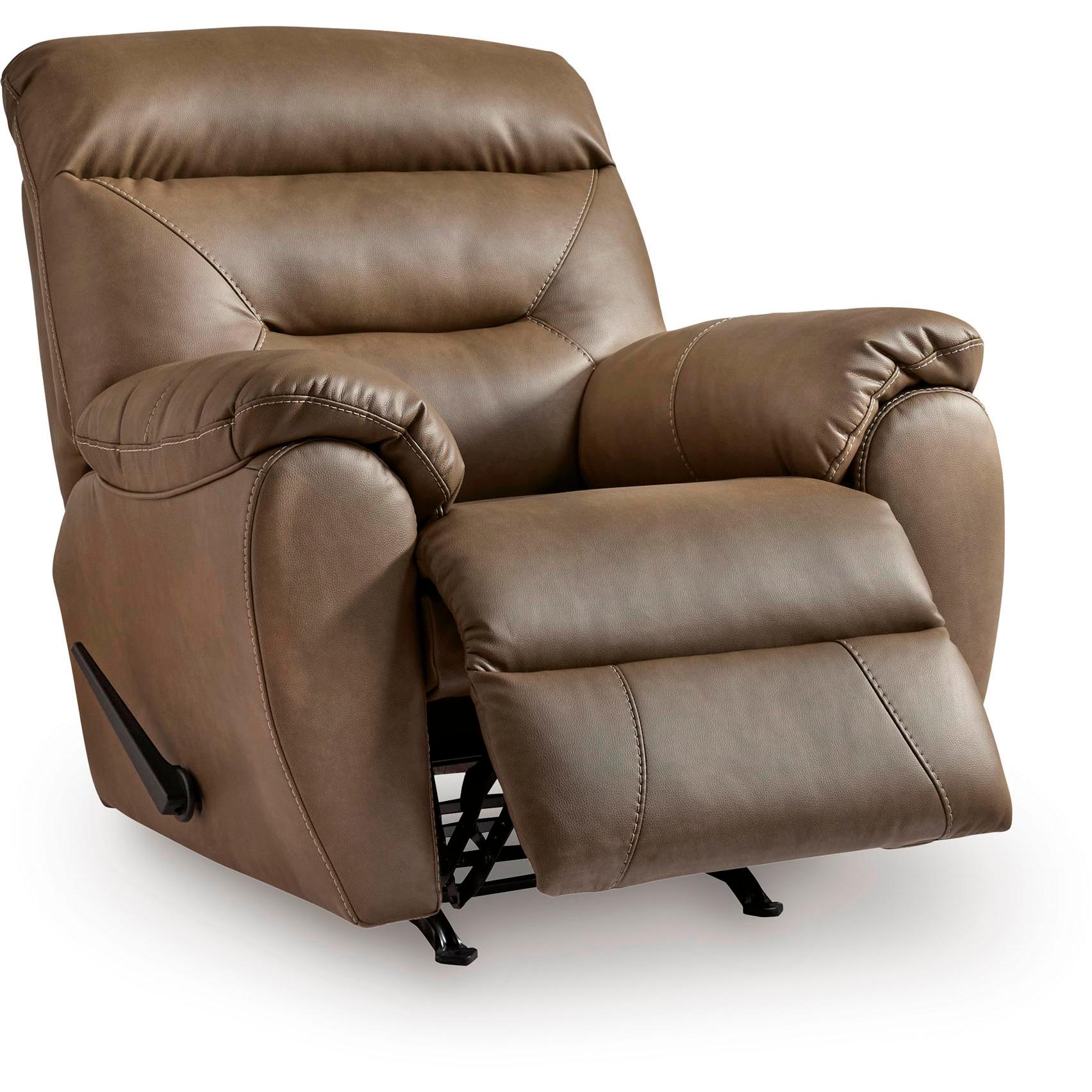  Manufacturer Color_Biscotti --  Signature Design by Ashley Elksworth Rocker Leather Look Recliner IMAGE 2