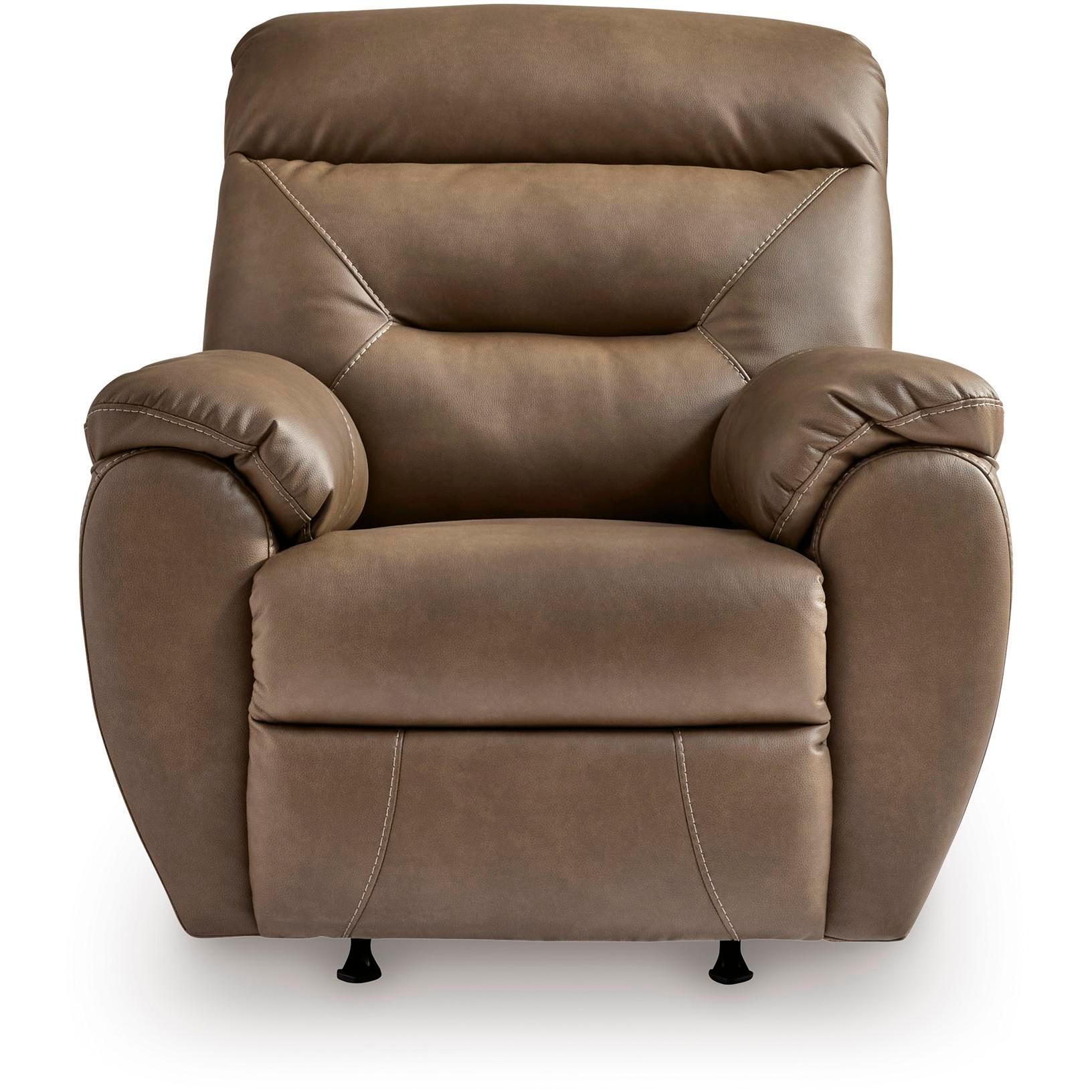  Manufacturer Color_Biscotti --  Signature Design by Ashley Elksworth Rocker Leather Look Recliner IMAGE 3