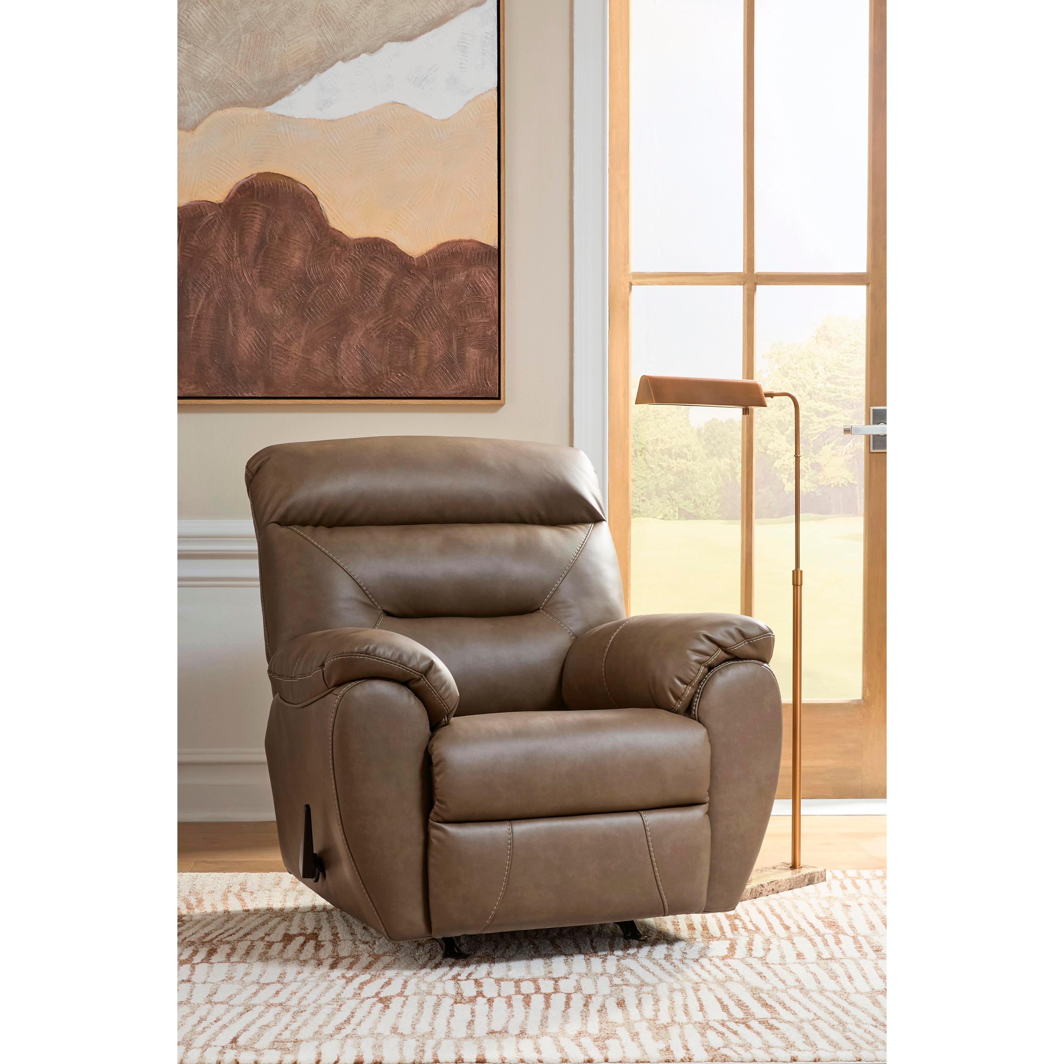  Manufacturer Color_Biscotti --  Signature Design by Ashley Elksworth Rocker Leather Look Recliner IMAGE 5