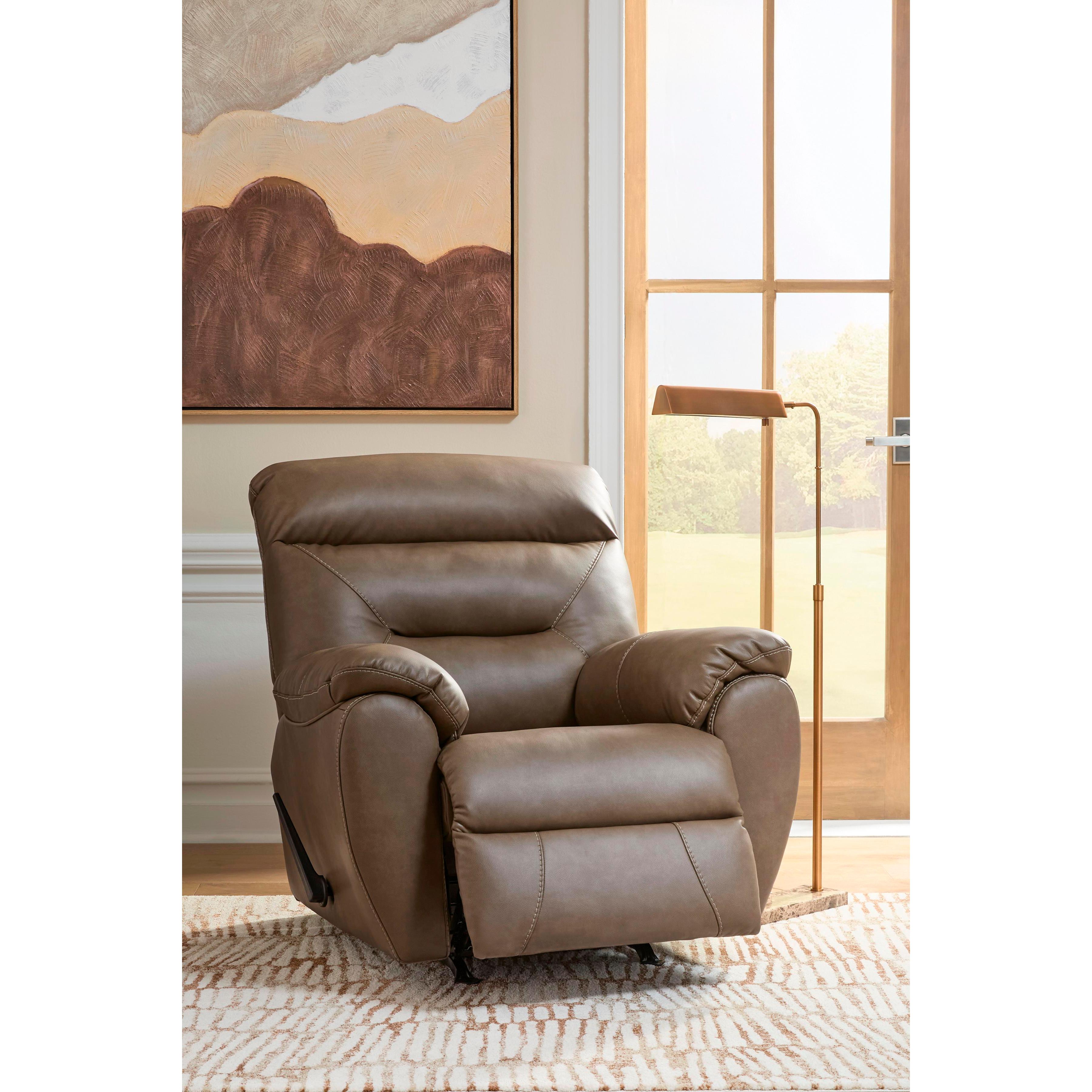  Manufacturer Color_Biscotti --  Signature Design by Ashley Elksworth Rocker Leather Look Recliner IMAGE 6