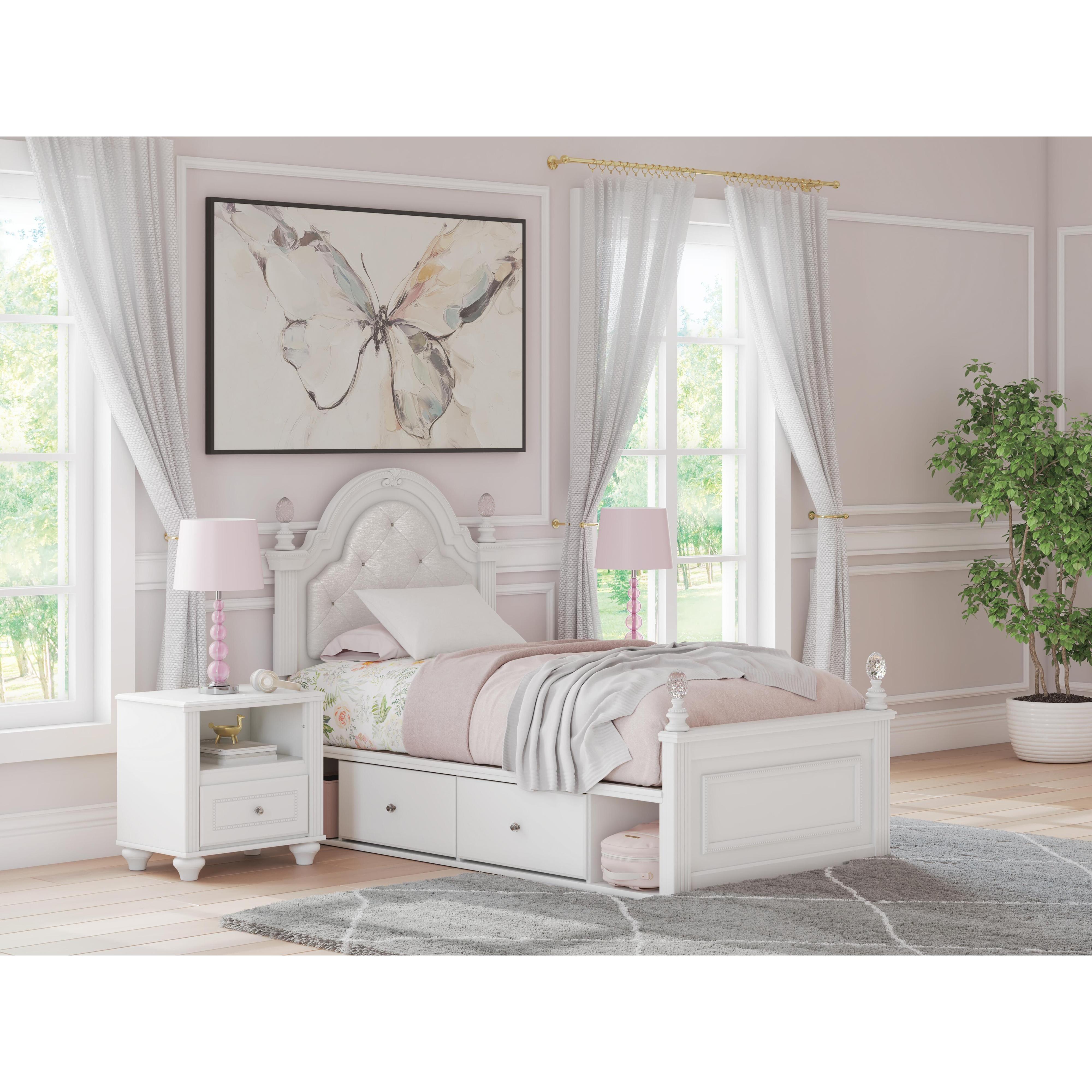  Size_Twin --  Signature Design by Ashley Kozlani Upholstered Panel Bed with Storage IMAGE 2