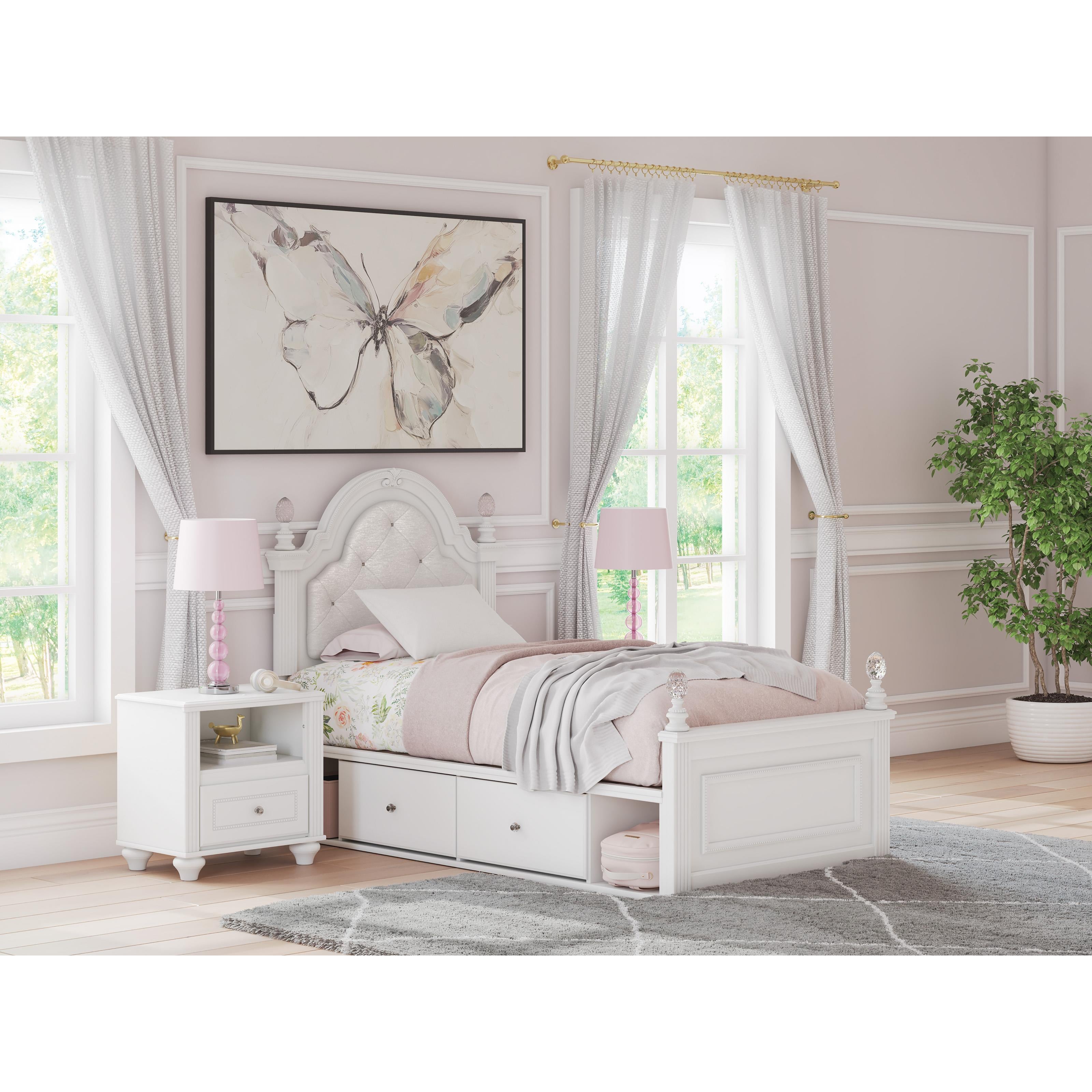  Size_Twin --  Signature Design by Ashley Kozlani Upholstered Panel Bed with Storage IMAGE 8