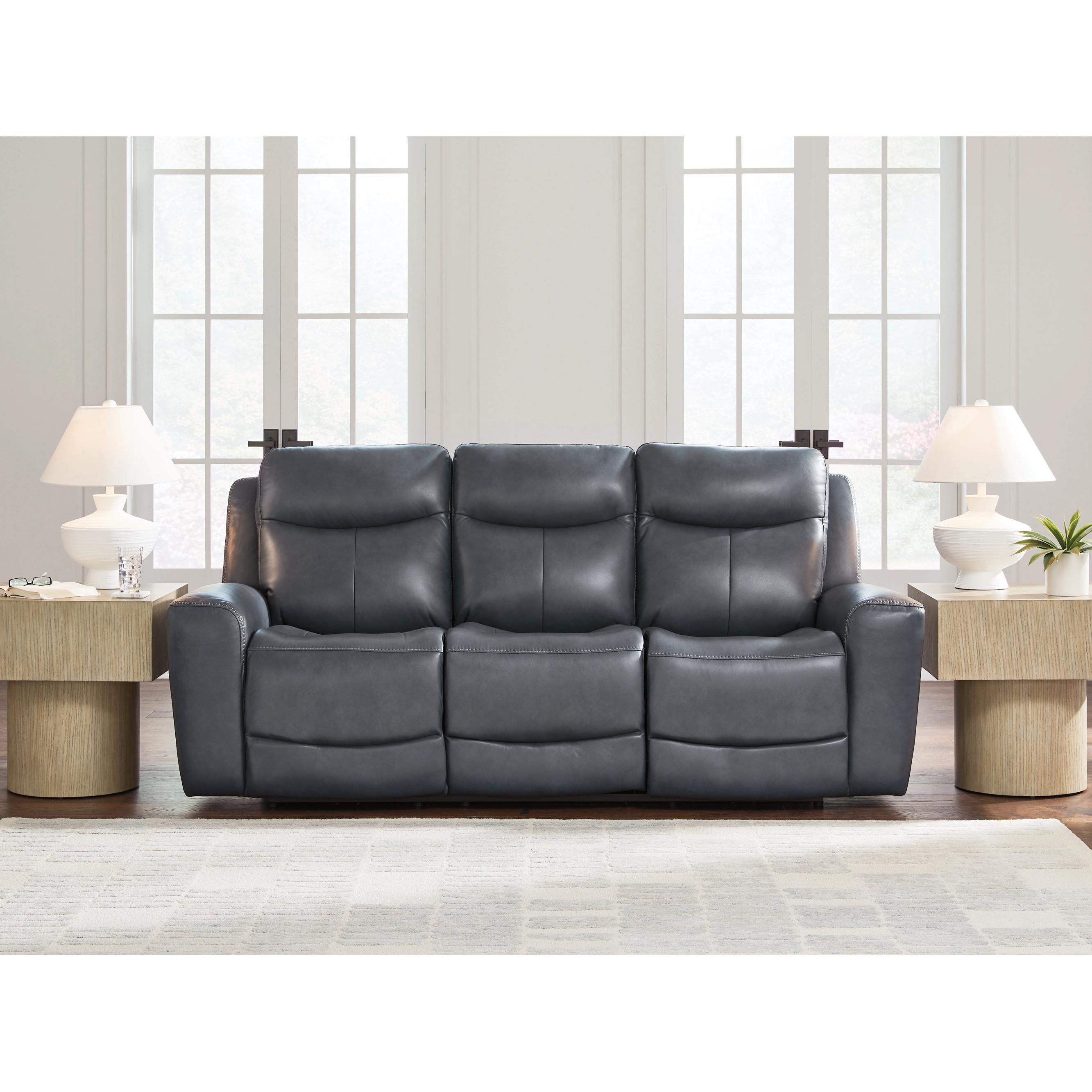  Manufacturer Color_Admiral --  Signature Design by Ashley Next Move Power Reclining Leather Match Sofa IMAGE 4