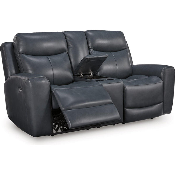 Signature Design by Ashley Next Move Power Reclining Leather Match Loveseat with Console
