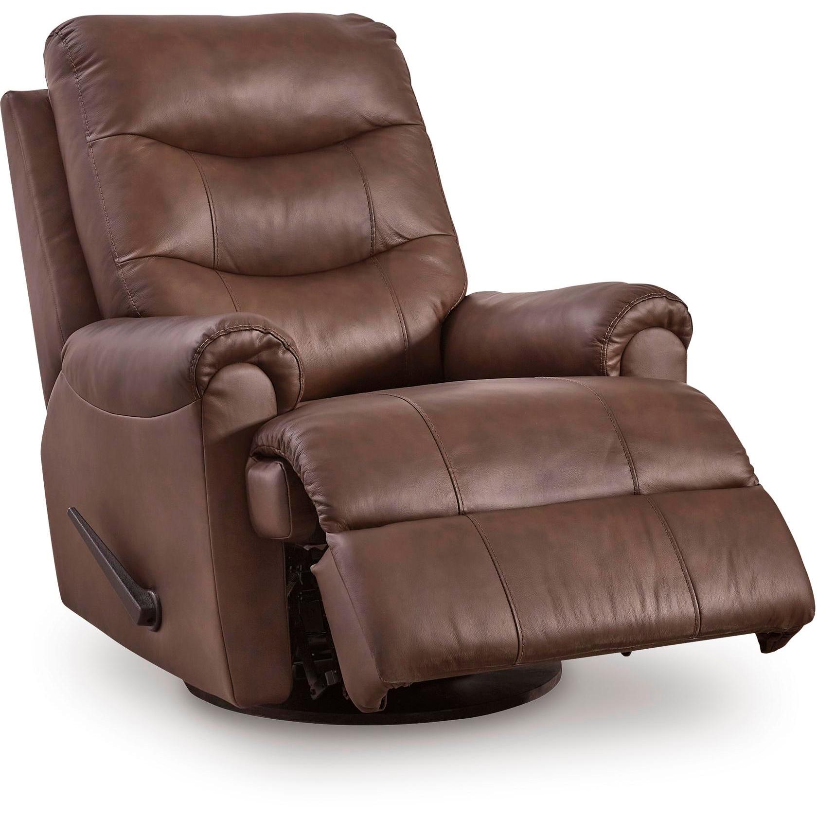  Manufacturer Color_Espresso --  Signature Design by Ashley Flynwood Swivel Glider Leather Match Recliner IMAGE 2