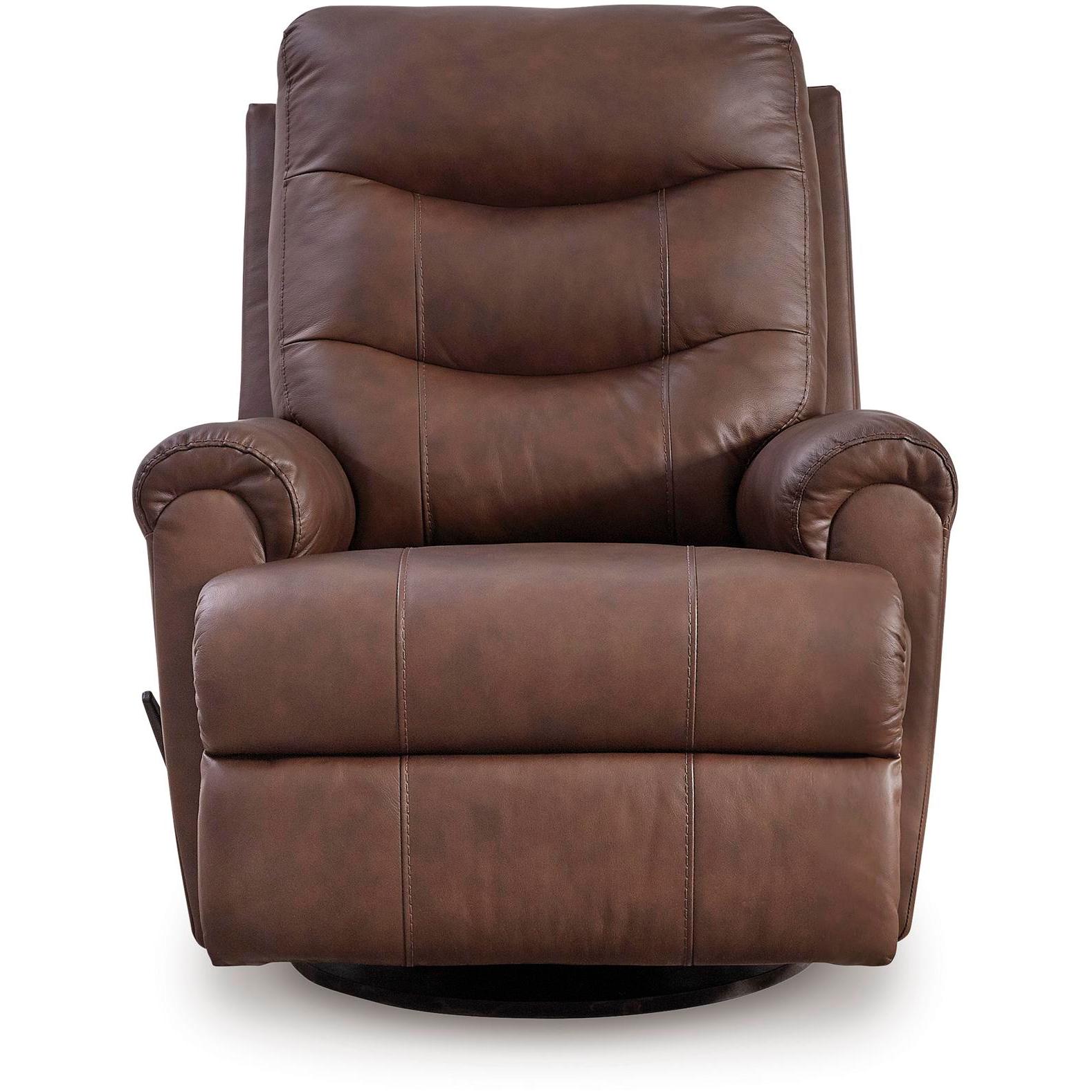  Manufacturer Color_Espresso --  Signature Design by Ashley Flynwood Swivel Glider Leather Match Recliner IMAGE 3